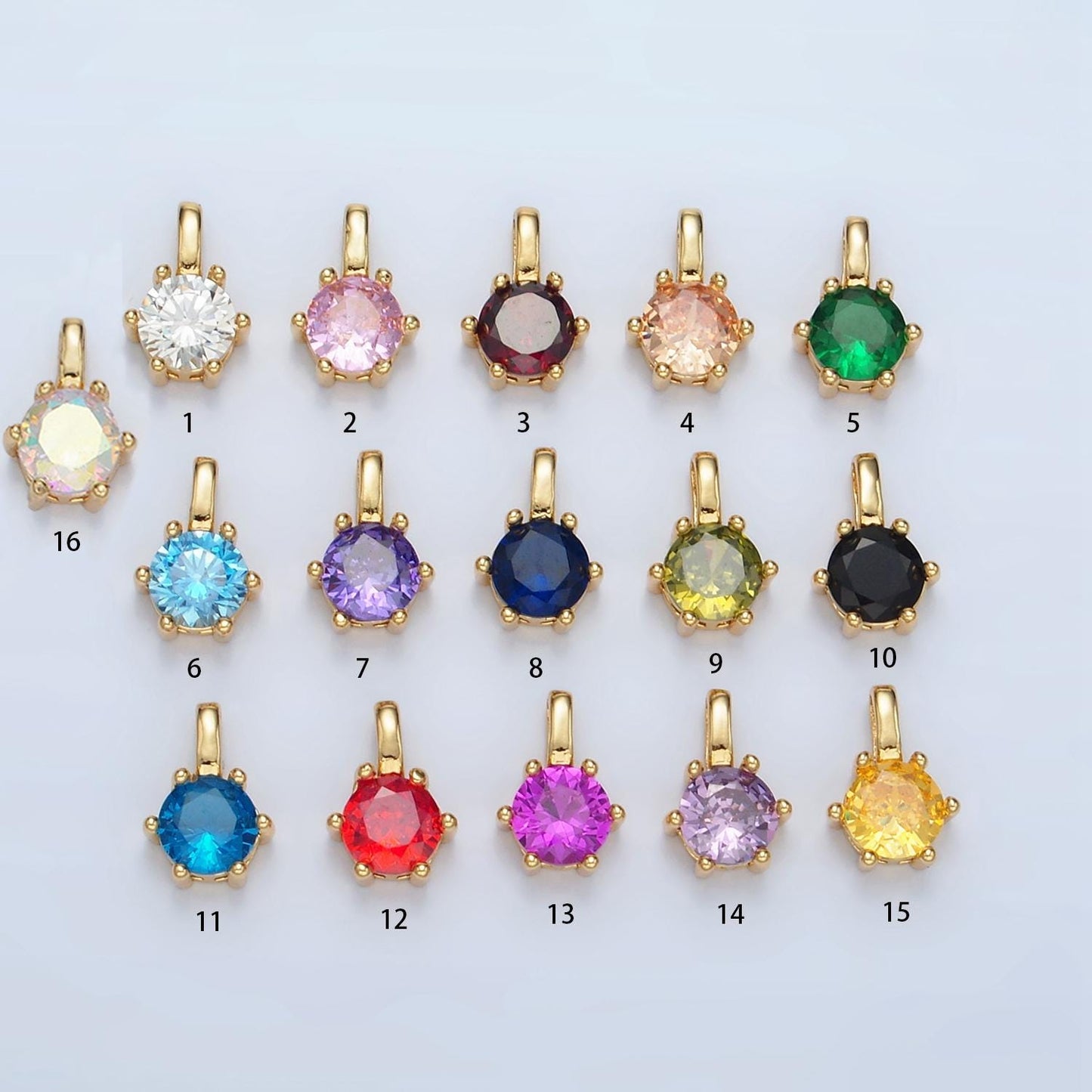 24k gold filled 11.5mm round cz personalized gold pendant | aa923-aa938