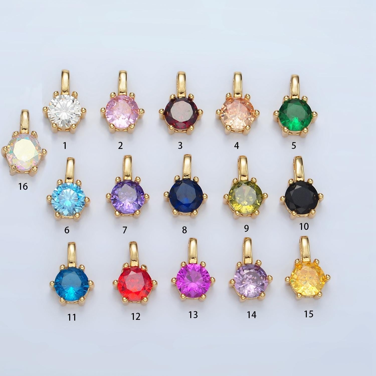 24k gold filled 11.5mm round cz personalized gold pendant | aa923-aa938