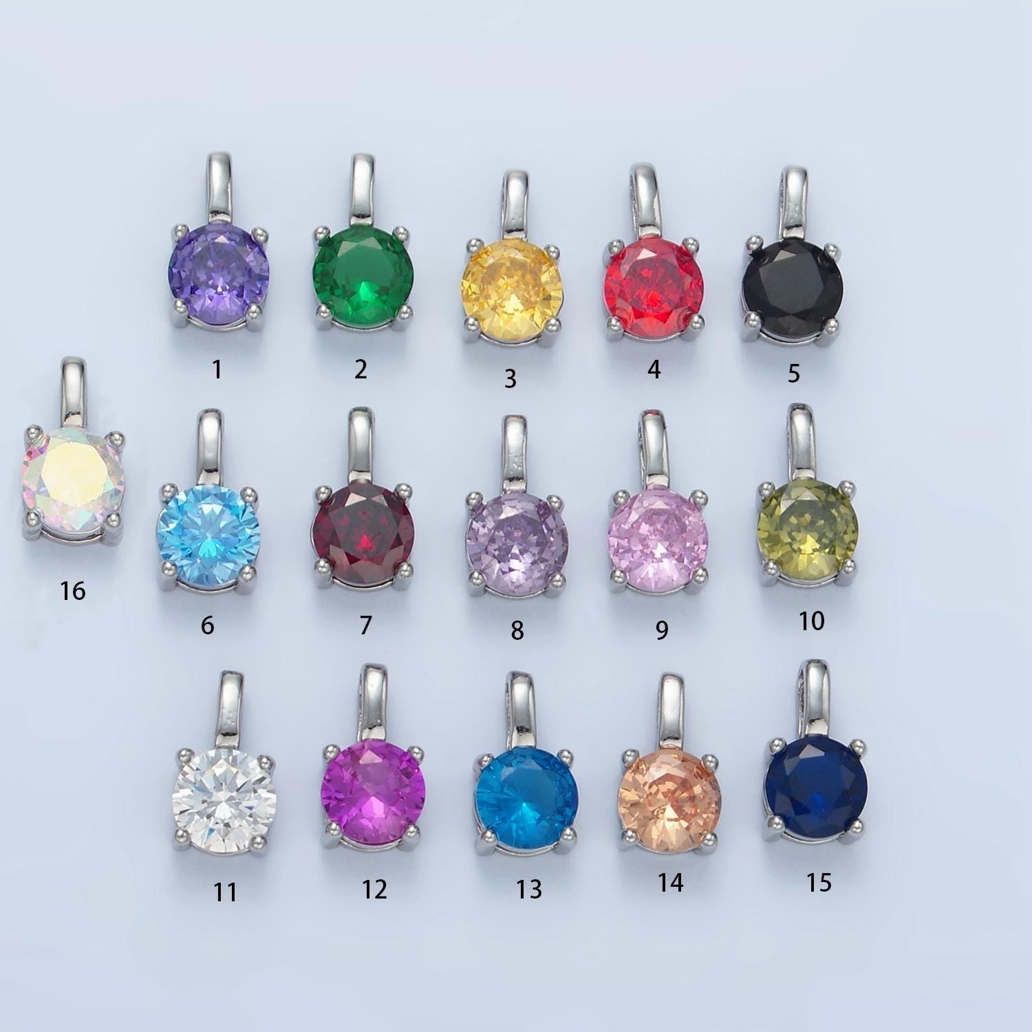 24k gold filled 11mm round cz personalized silver pendant | aa907-aa922