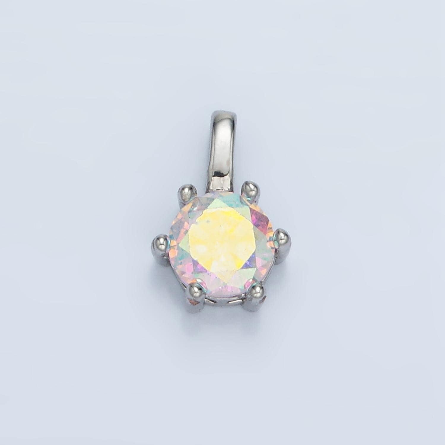 24k gold filled 11.5mm round cz personalized silver pendant | aa923-aa938