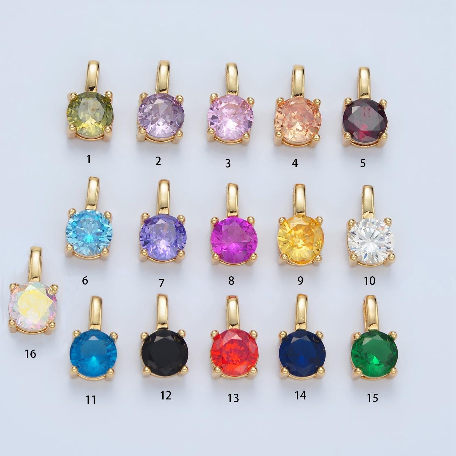 24k gold filled 11mm round cz personalized silver pendant | aa907 - aa922