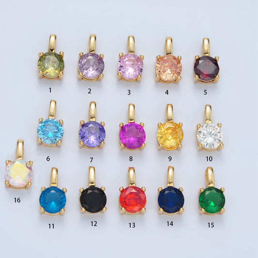 24k gold filled 11mm round cz personalized silver pendant | aa907 - aa922