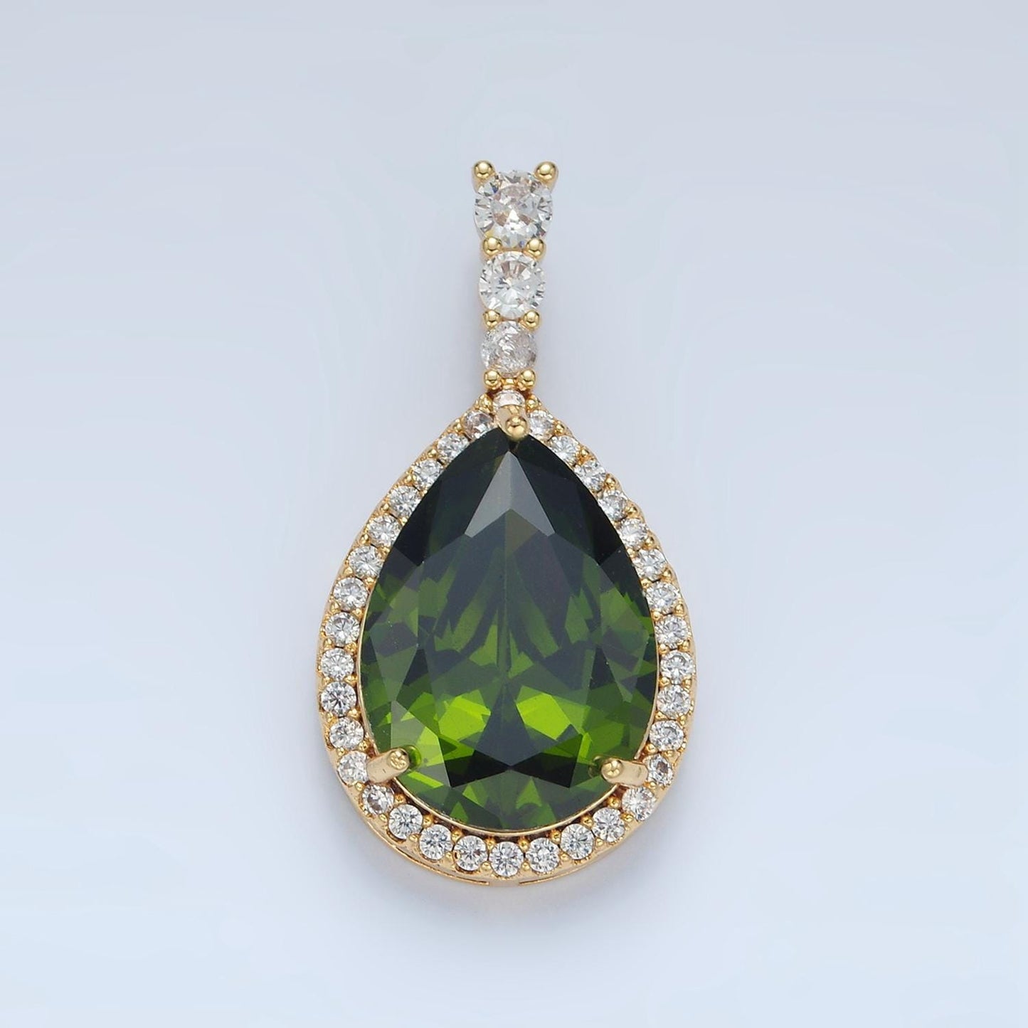 Clear, pink, yellow, blue, red, green cz teardrop micro pave cz, 24k gold filled pendant | aa882-aa887