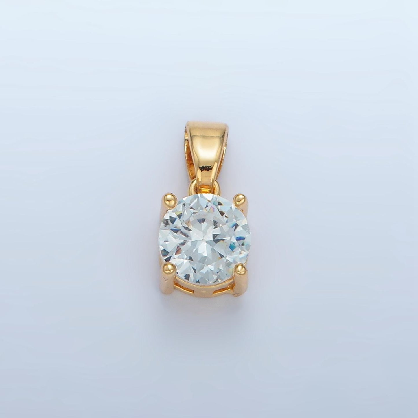 Round clear cz simple 24k gold filled pendant | aa-872