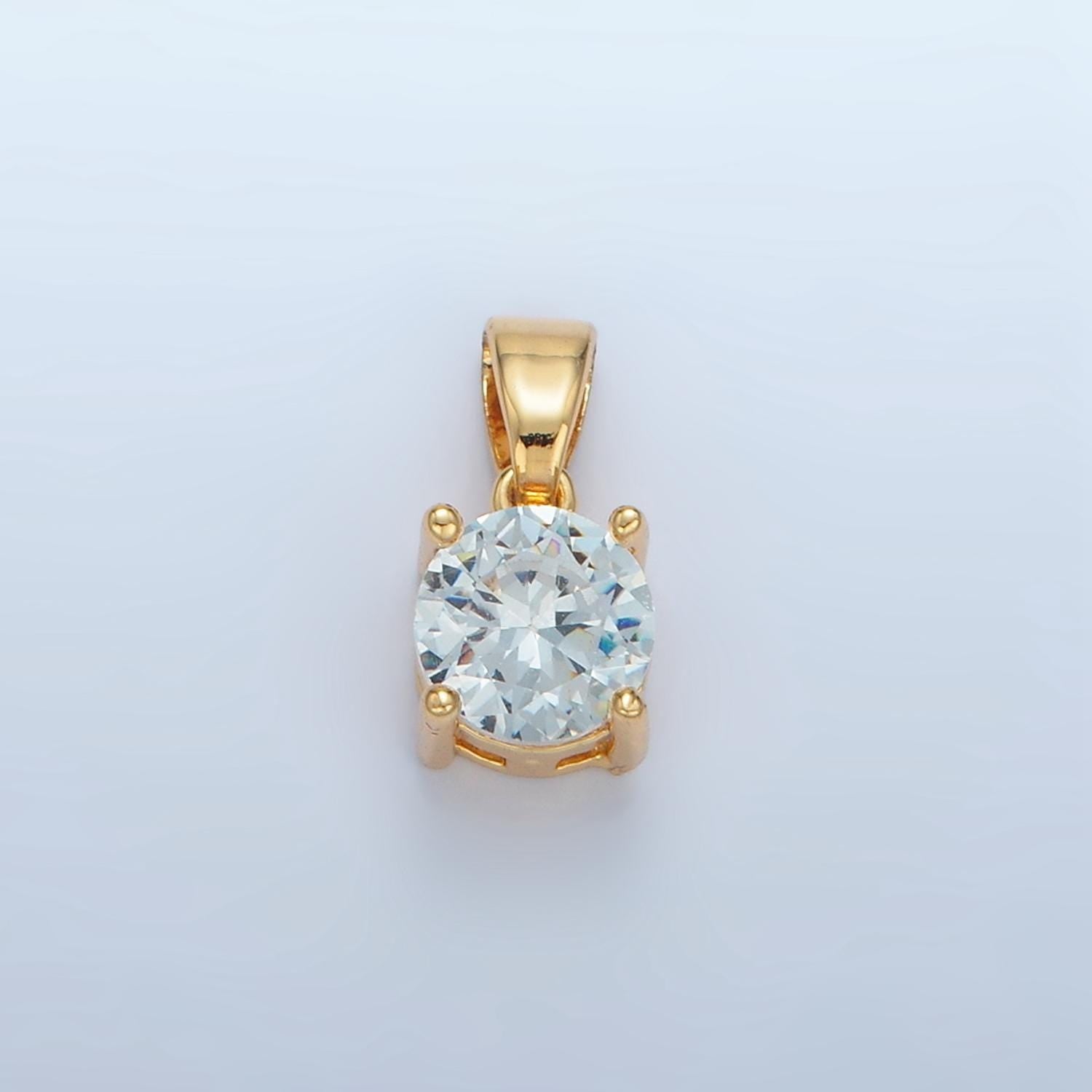 Round clear cz simple 24k gold filled pendant | aa-872