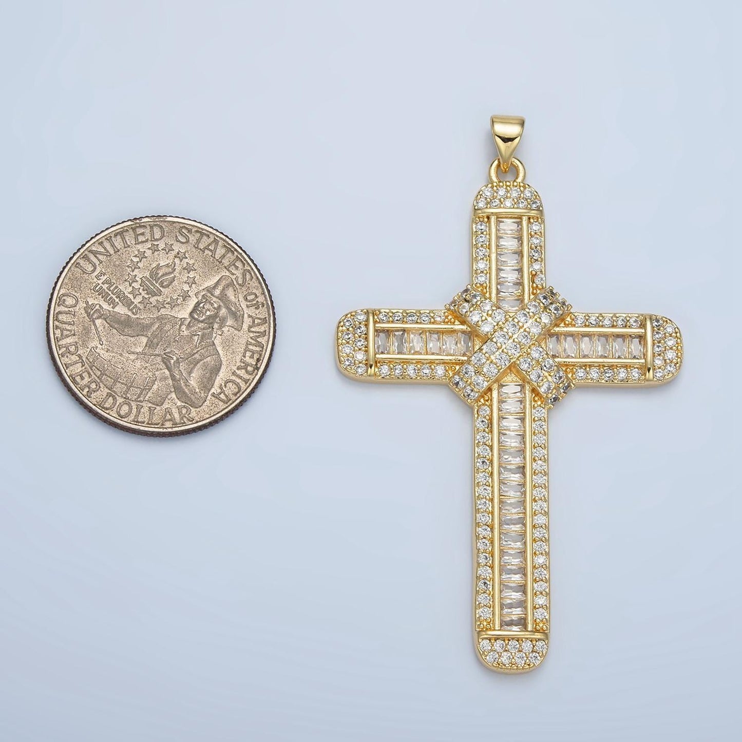 Bold 24k gold filled cross pendant statement jewelry cross charm for necklace religious jewelry making aa802