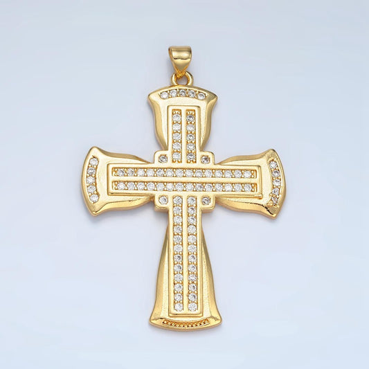 Big 24k gold filled vintage cross pendant statement jewelry cross charm for necklace religious jewelry making aa801