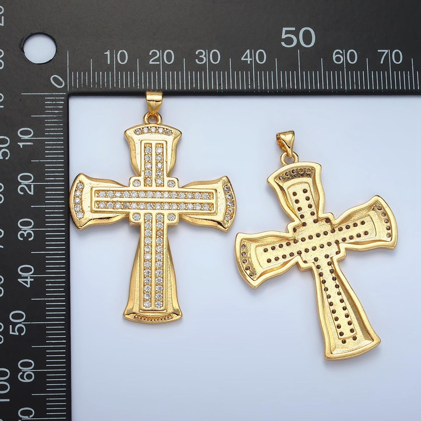 Big 24k gold filled vintage cross pendant statement jewelry cross charm for necklace religious jewelry making aa801