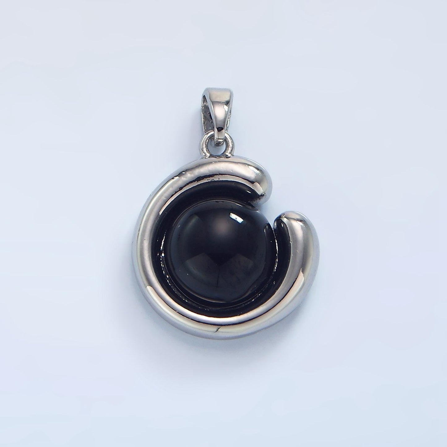 14k gold filled 19mm black onyx beads pendant | aa796