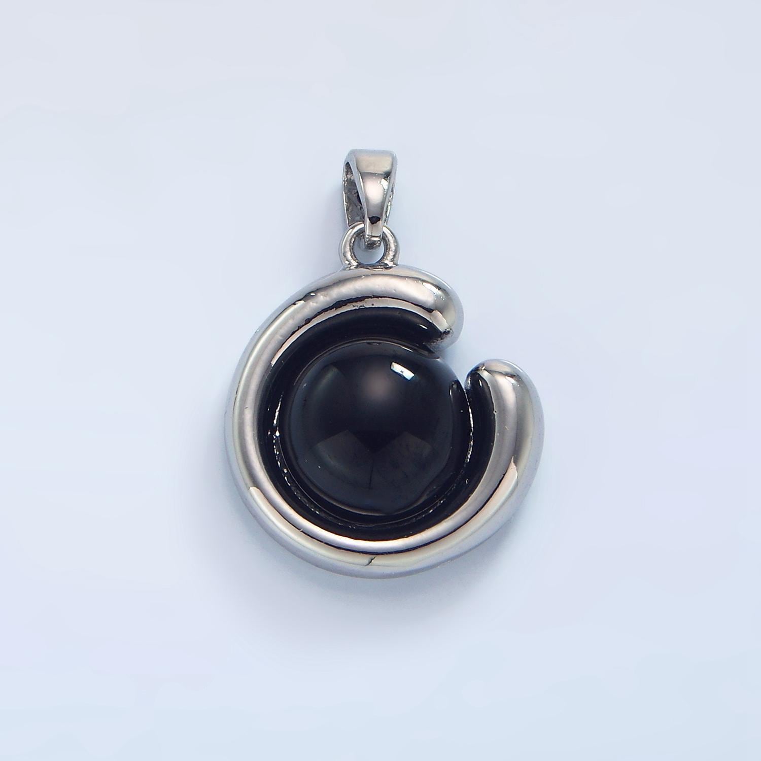 14k gold filled 19mm black onyx beads pendant | aa796