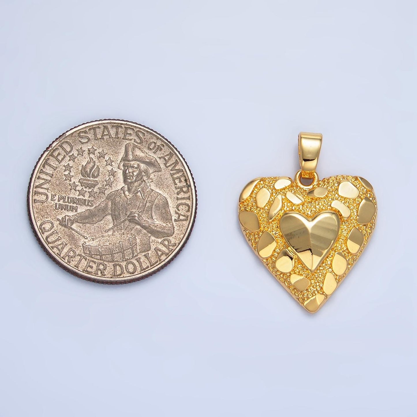 Gold heart mosaic tile charm for necklace pendant jewelry making supply aa793