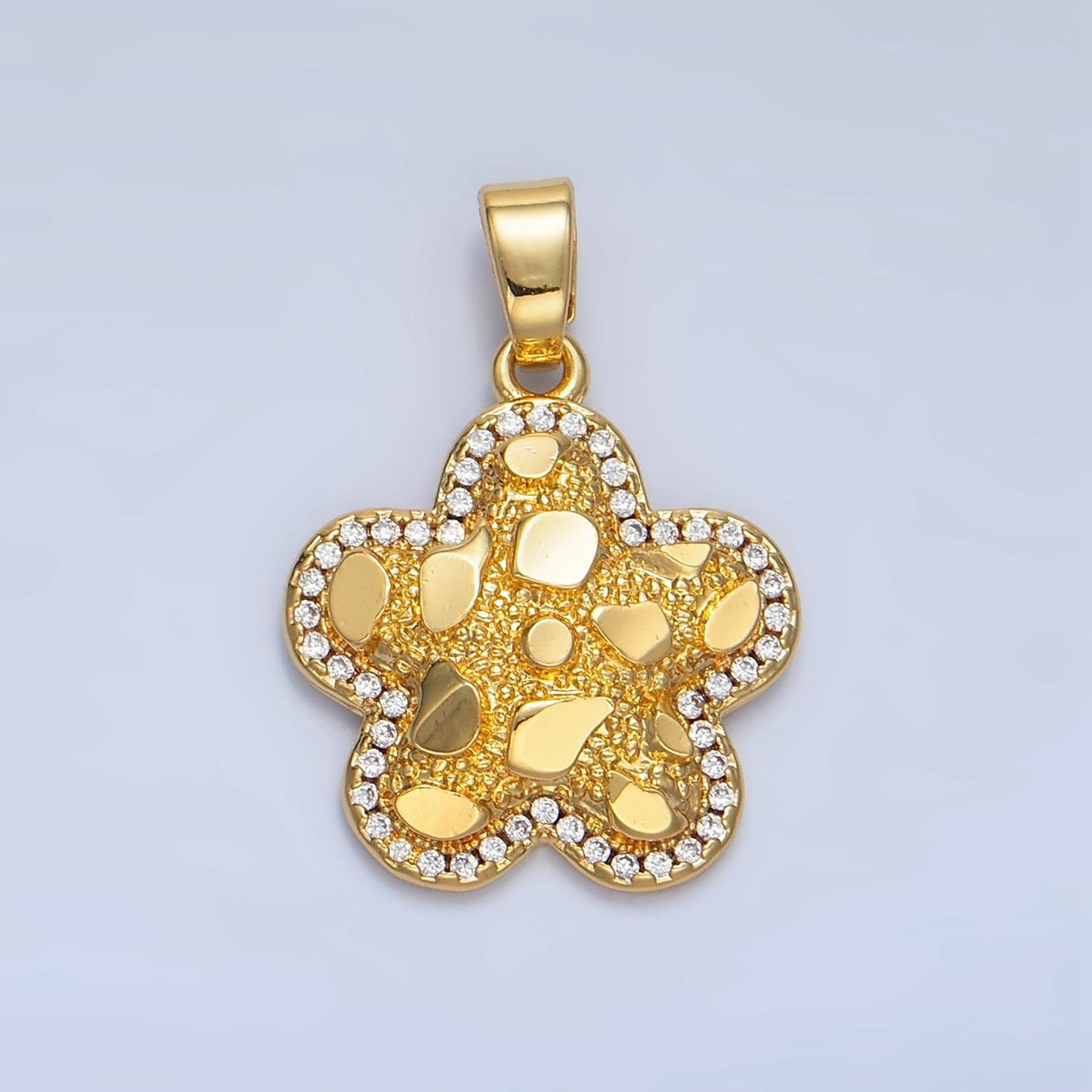 Gold flower tile charm for necklace pendant daisy floral jewelry making supply aa789