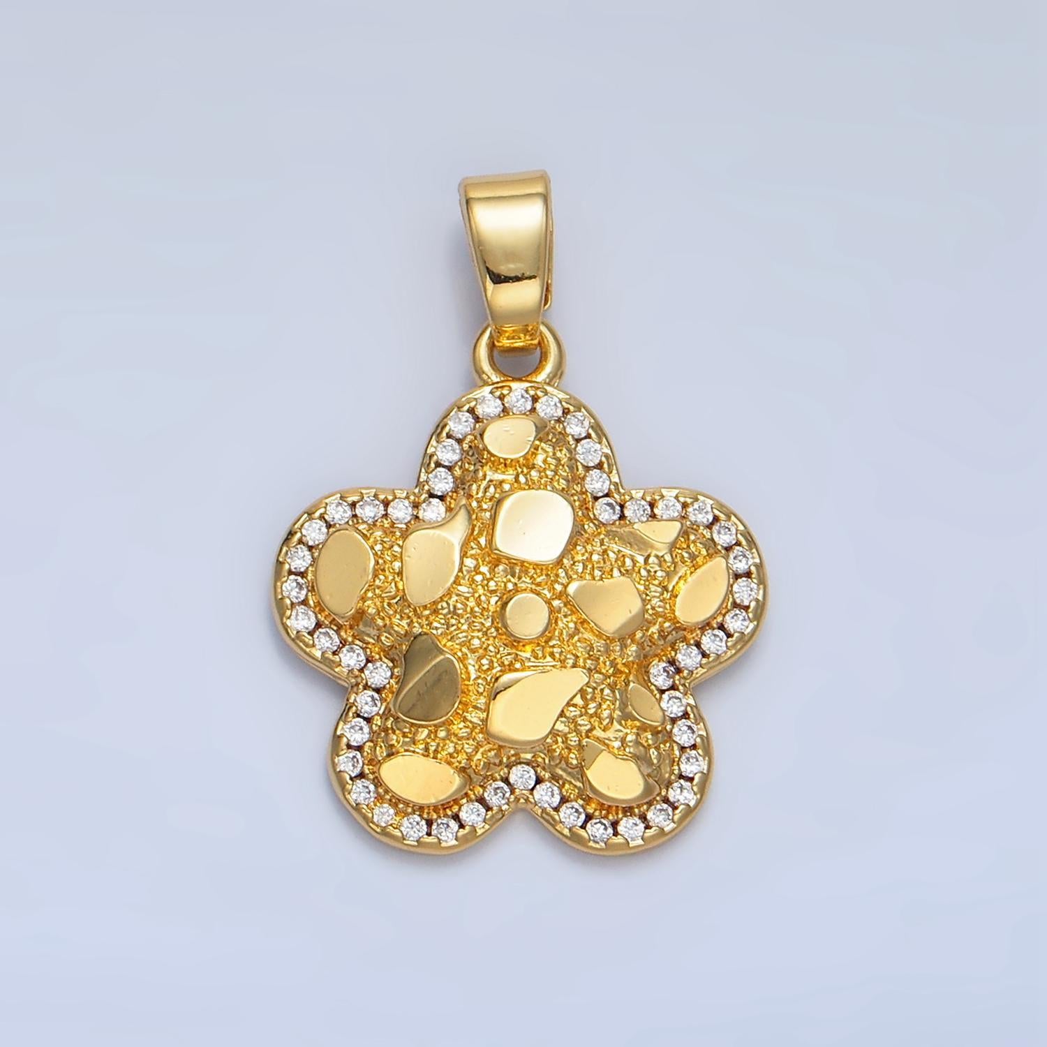 Gold flower tile charm for necklace pendant daisy floral jewelry making supply aa789