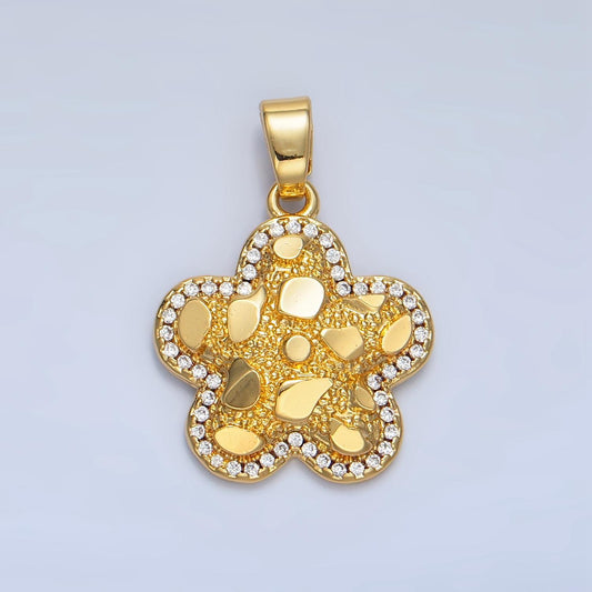 Gold flower tile charm for necklace pendant daisy floral jewelry making supply aa789