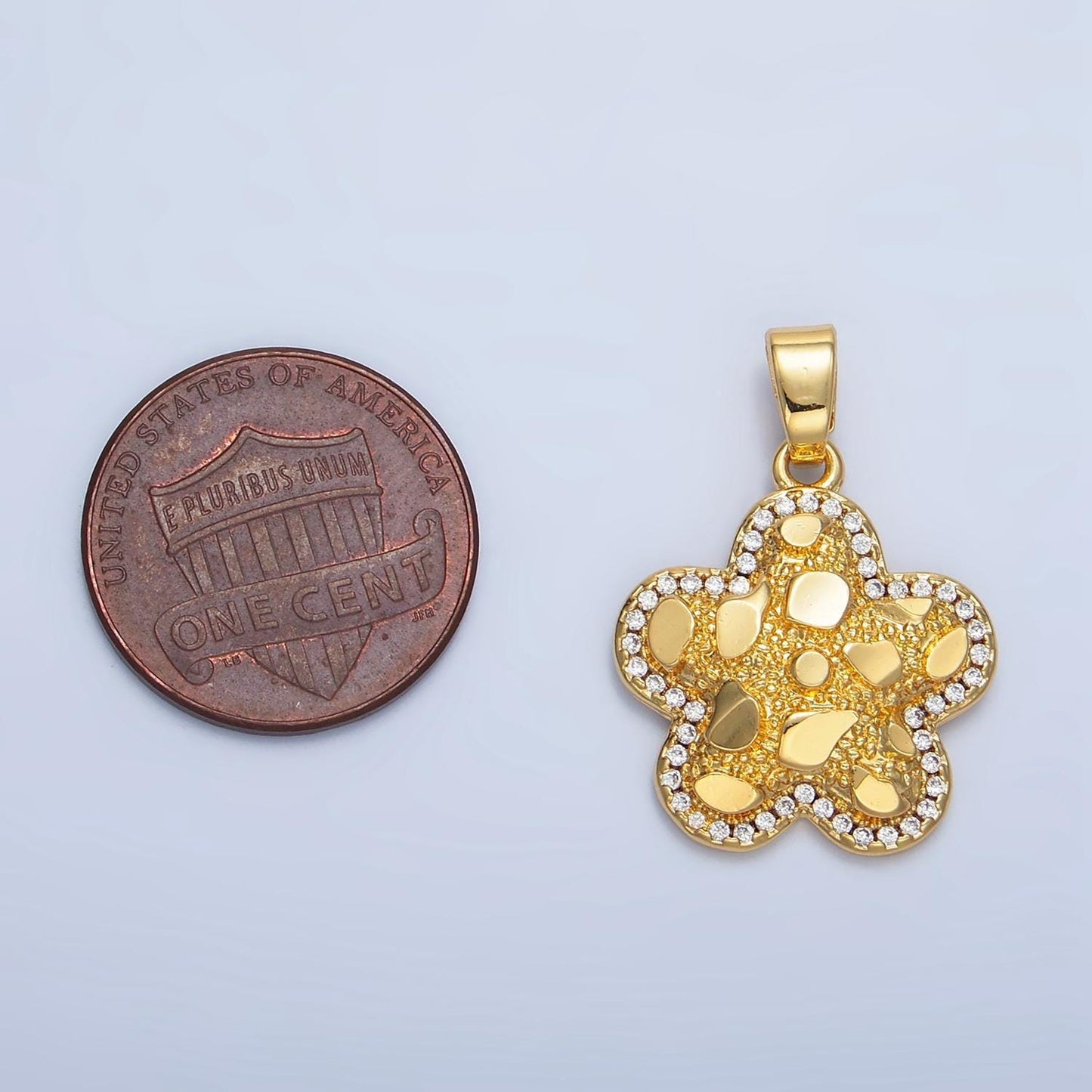 Gold flower tile charm for necklace pendant daisy floral jewelry making supply aa789