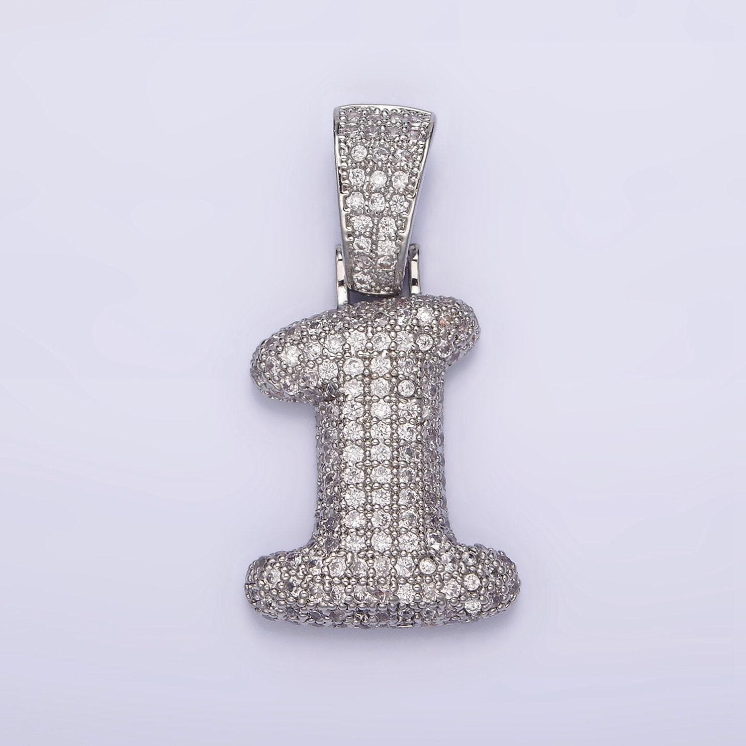 Silver bubble number pendant, hip hop bubble number cz pendant iced numeric charm pendant for men woman statement jewelry aa705