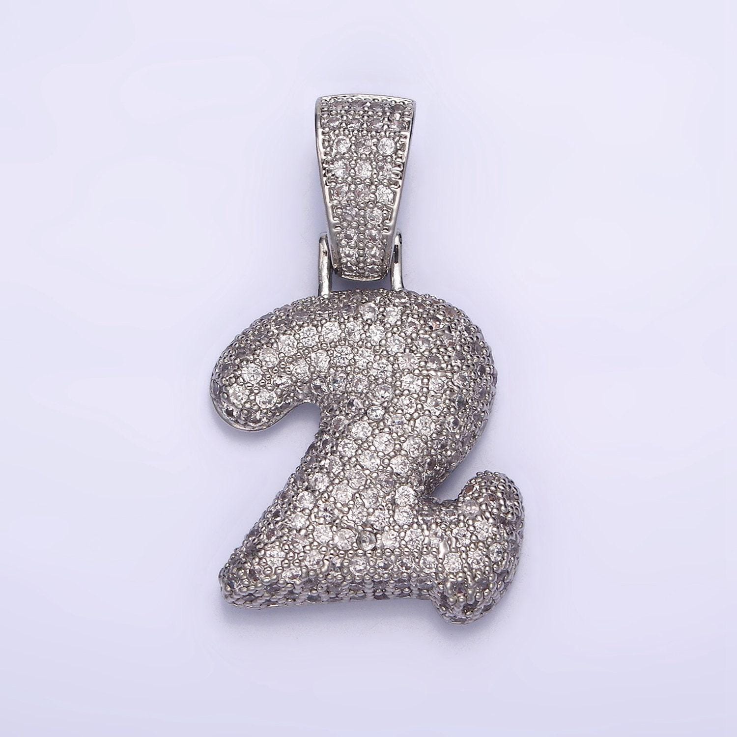 Silver bubble number pendant, hip hop bubble number cz pendant iced numeric charm pendant for men woman statement jewelry aa705