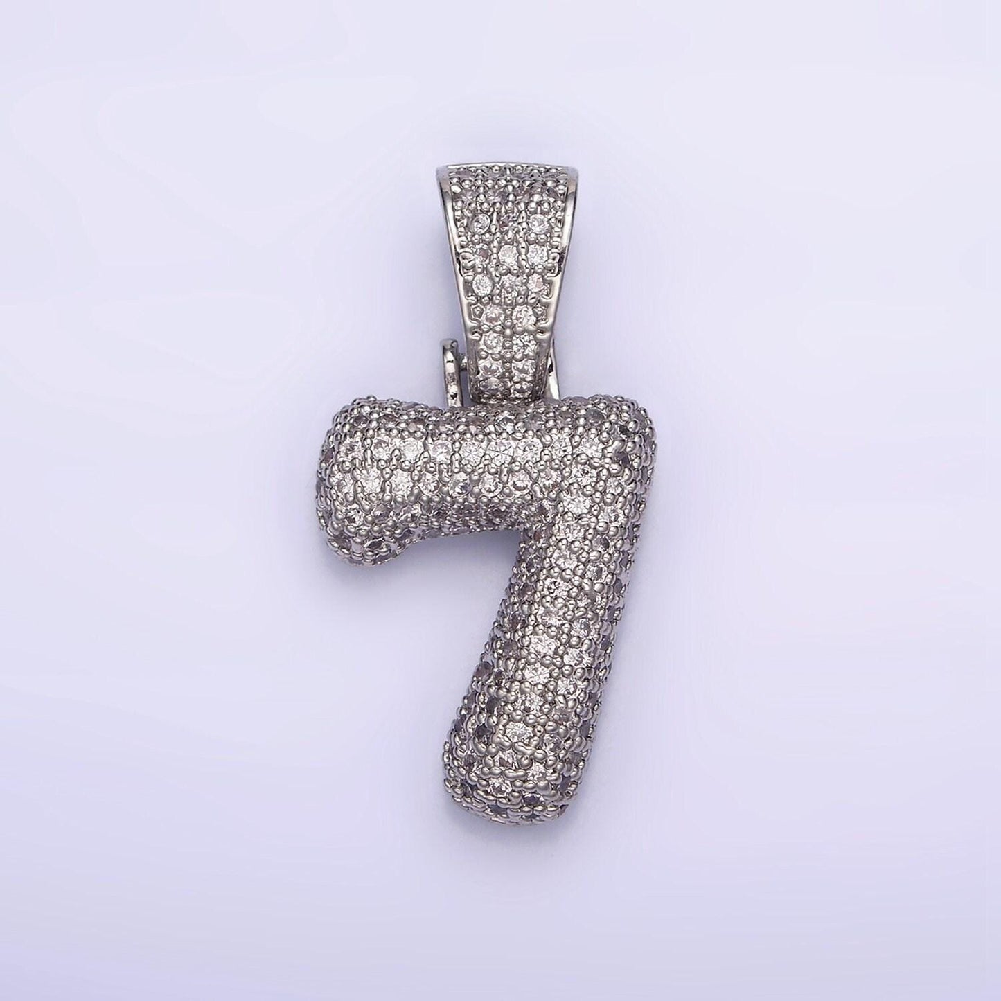 Silver bubble number pendant, hip hop bubble number cz pendant iced numeric charm pendant for men woman statement jewelry aa705
