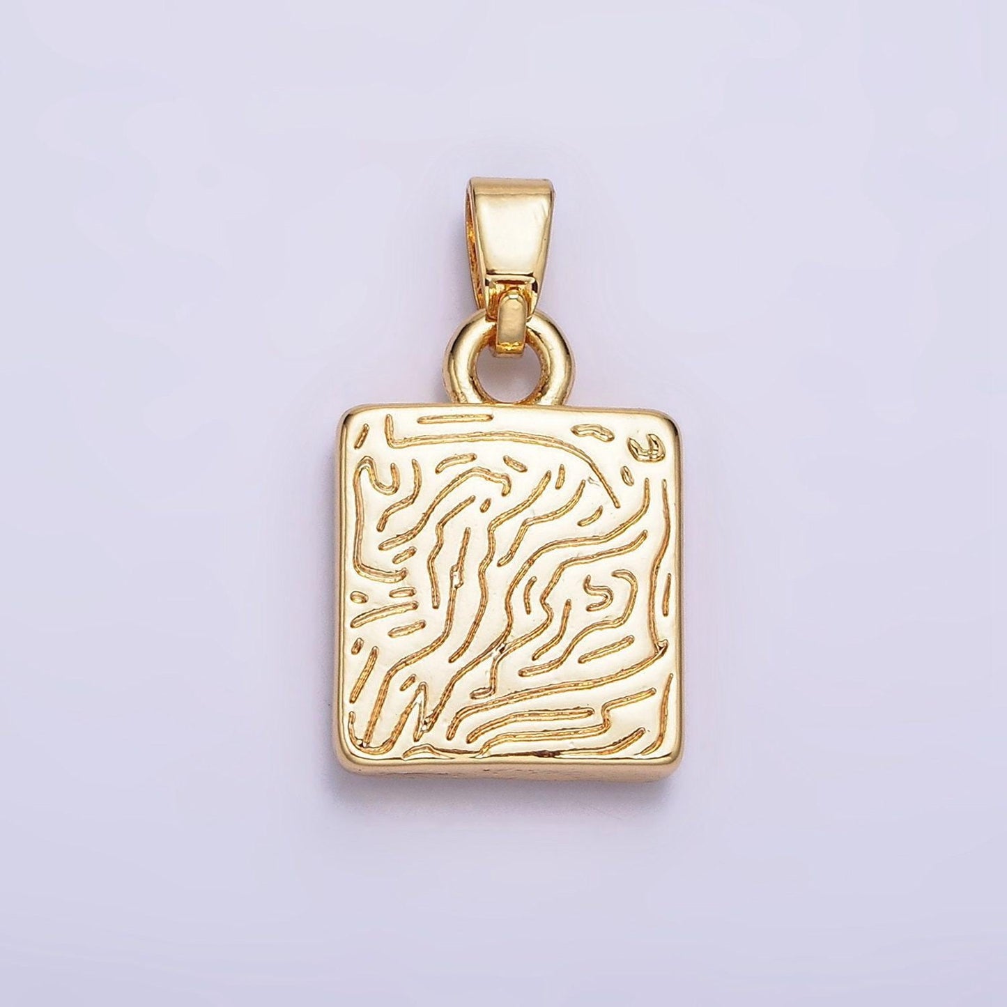 24k gold filled butterfly mariposa shell pearl line-textured square pendant | aa594