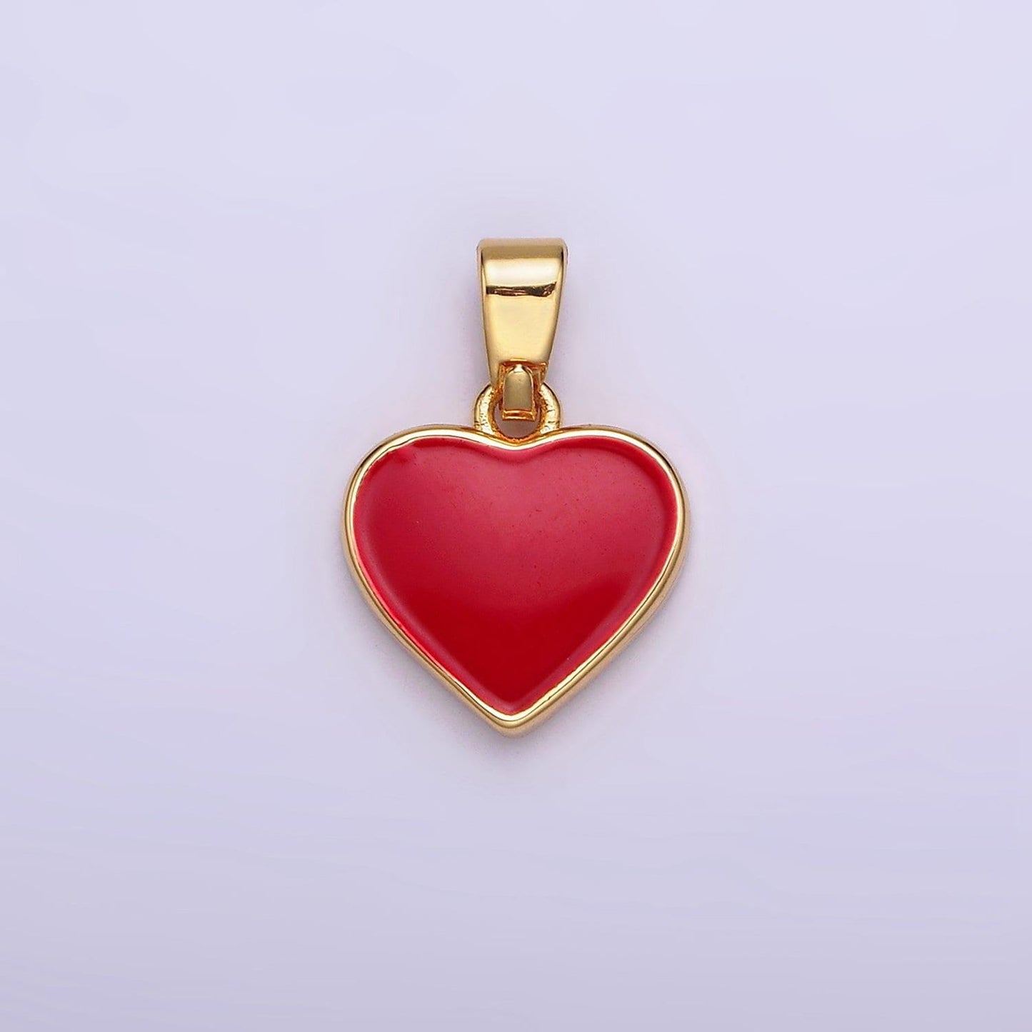24k gold filled double red enamel shell pearl minimalist heart pendant | aa588