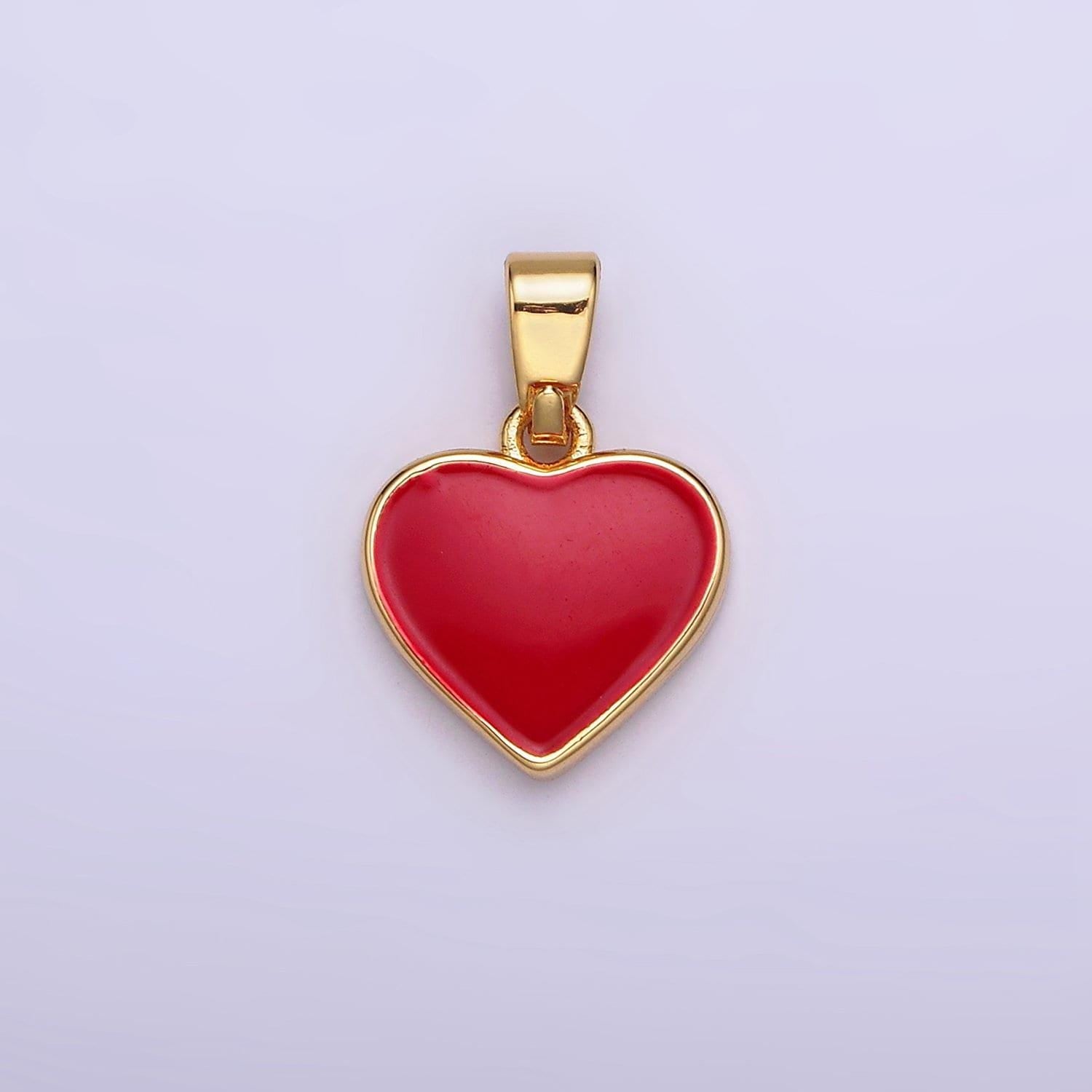 24k gold filled double red enamel shell pearl minimalist heart pendant | aa588