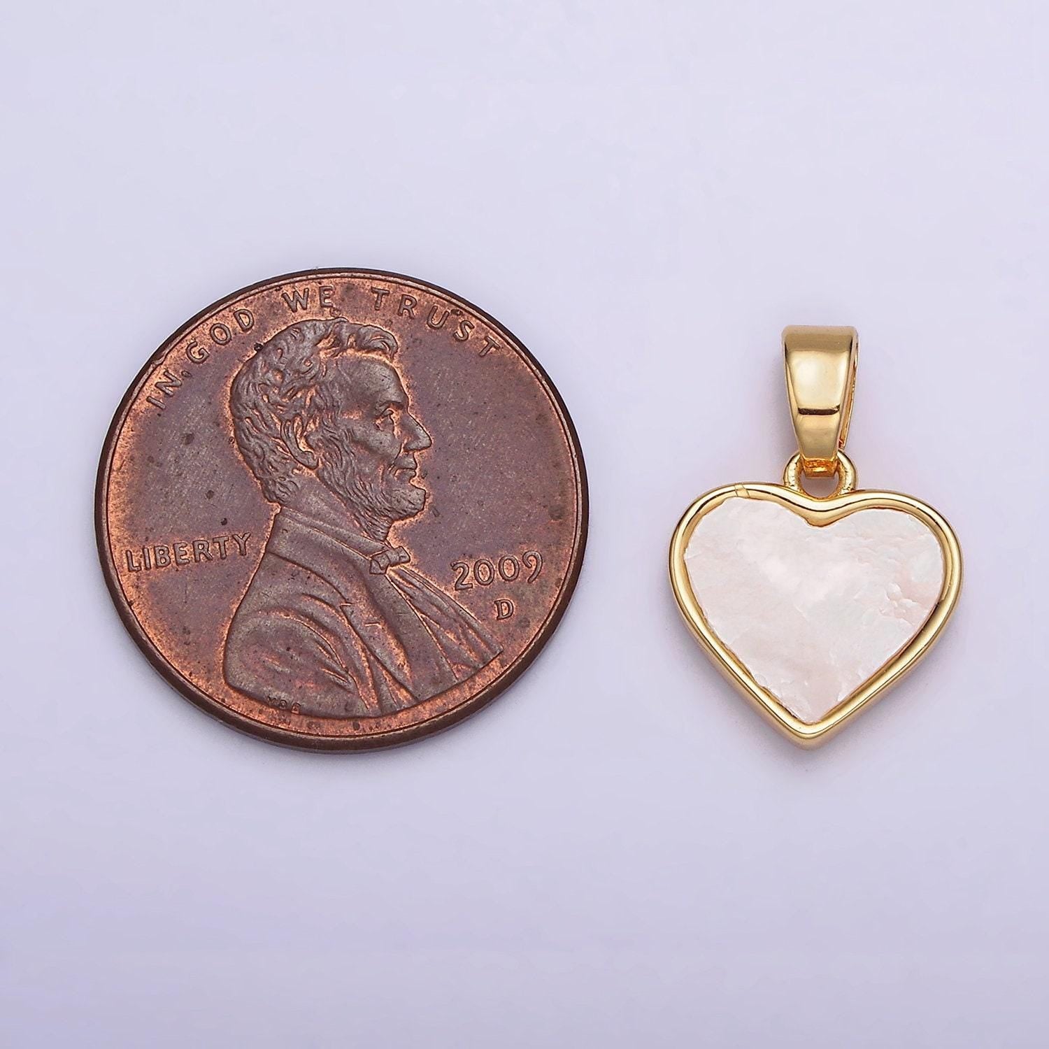 24k gold filled double red enamel shell pearl minimalist heart pendant | aa588