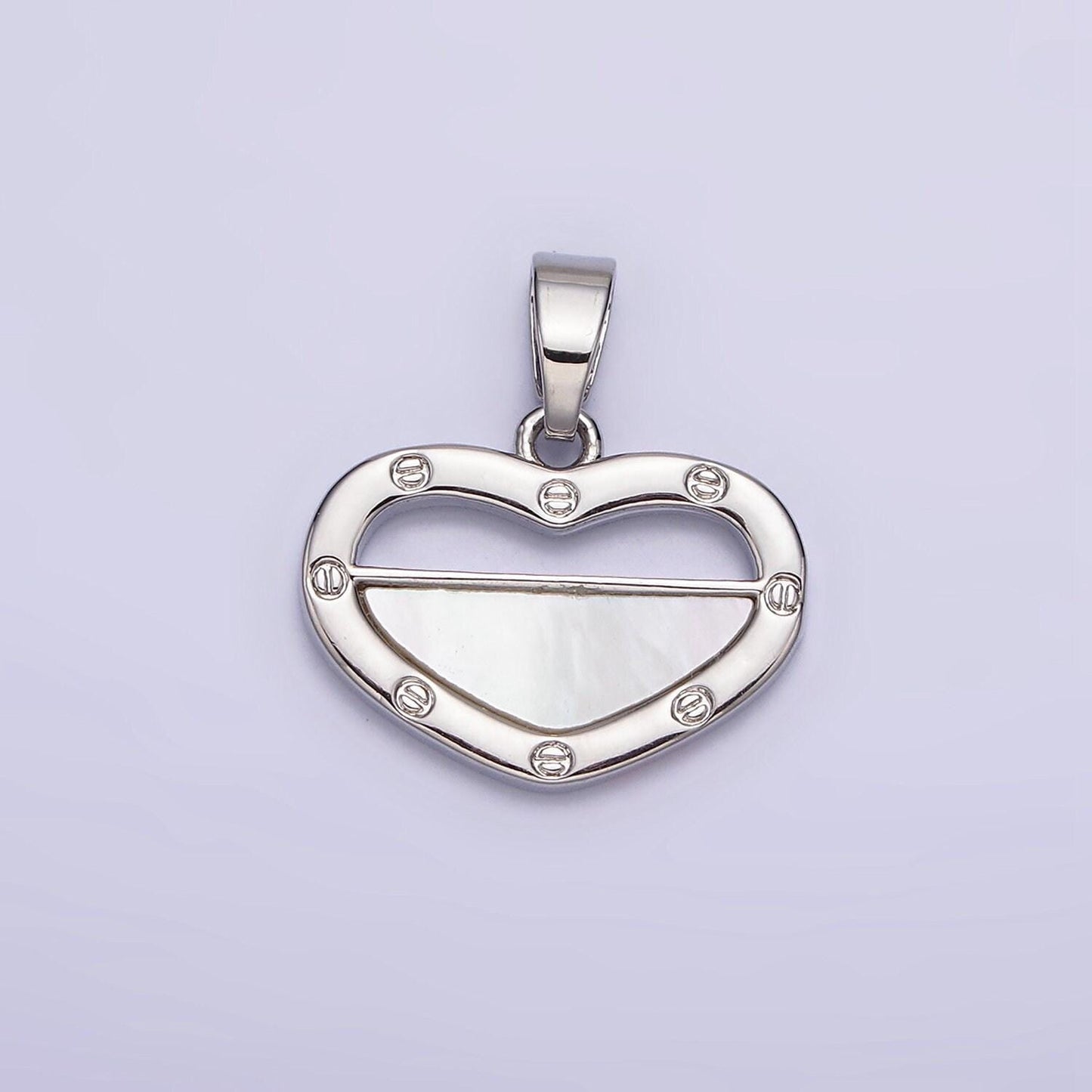 Dainty heart charm pearl love pendant in 16k gold filled necklace component silver heart charm aa564