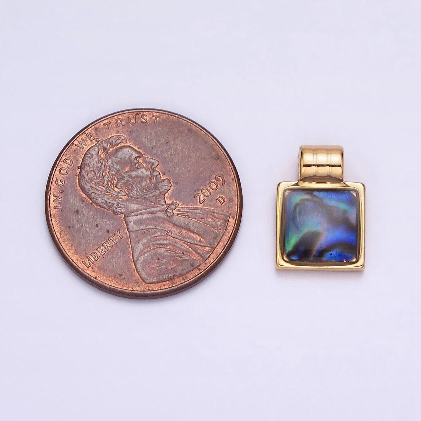 Mini square charm jewelry pendant 16k gold filled abalone pendant for minimalist necklcae jewelry | aa563