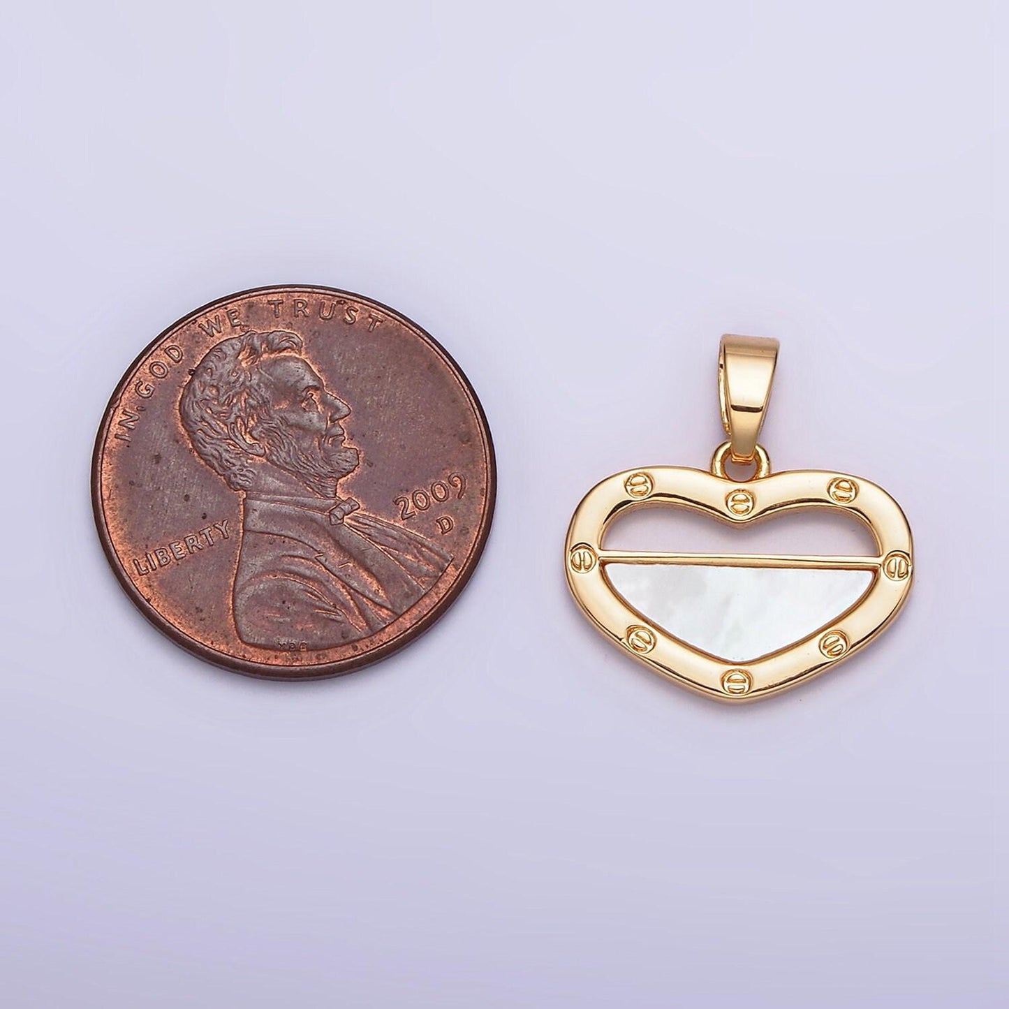 Dainty heart charm pearl love pendant in 16k gold filled necklace component silver heart charm aa564