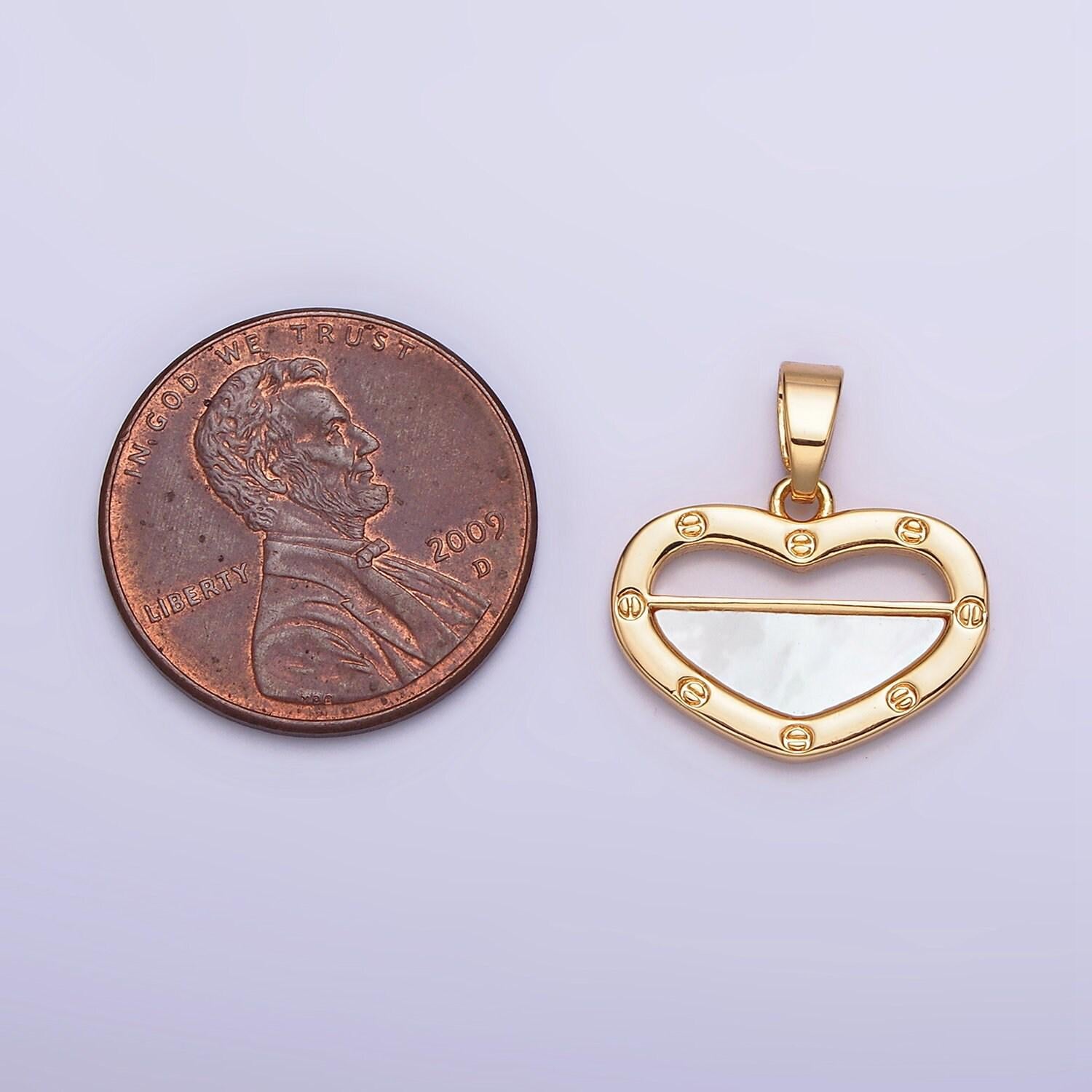 Dainty heart charm pearl love pendant in 16k gold filled necklace component silver heart charm aa564