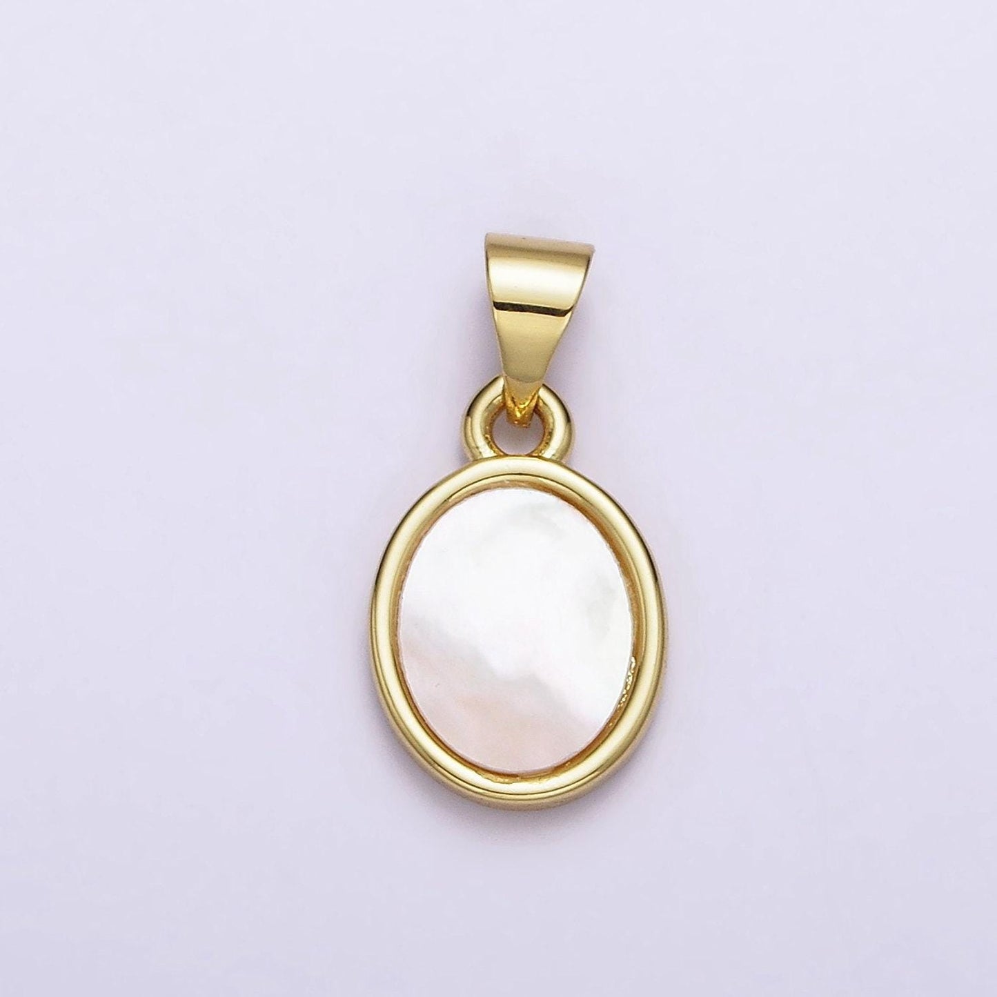 24k gold filled white shell pearl oval charm geometric jewelry inspired wedding dangle charm | aa556