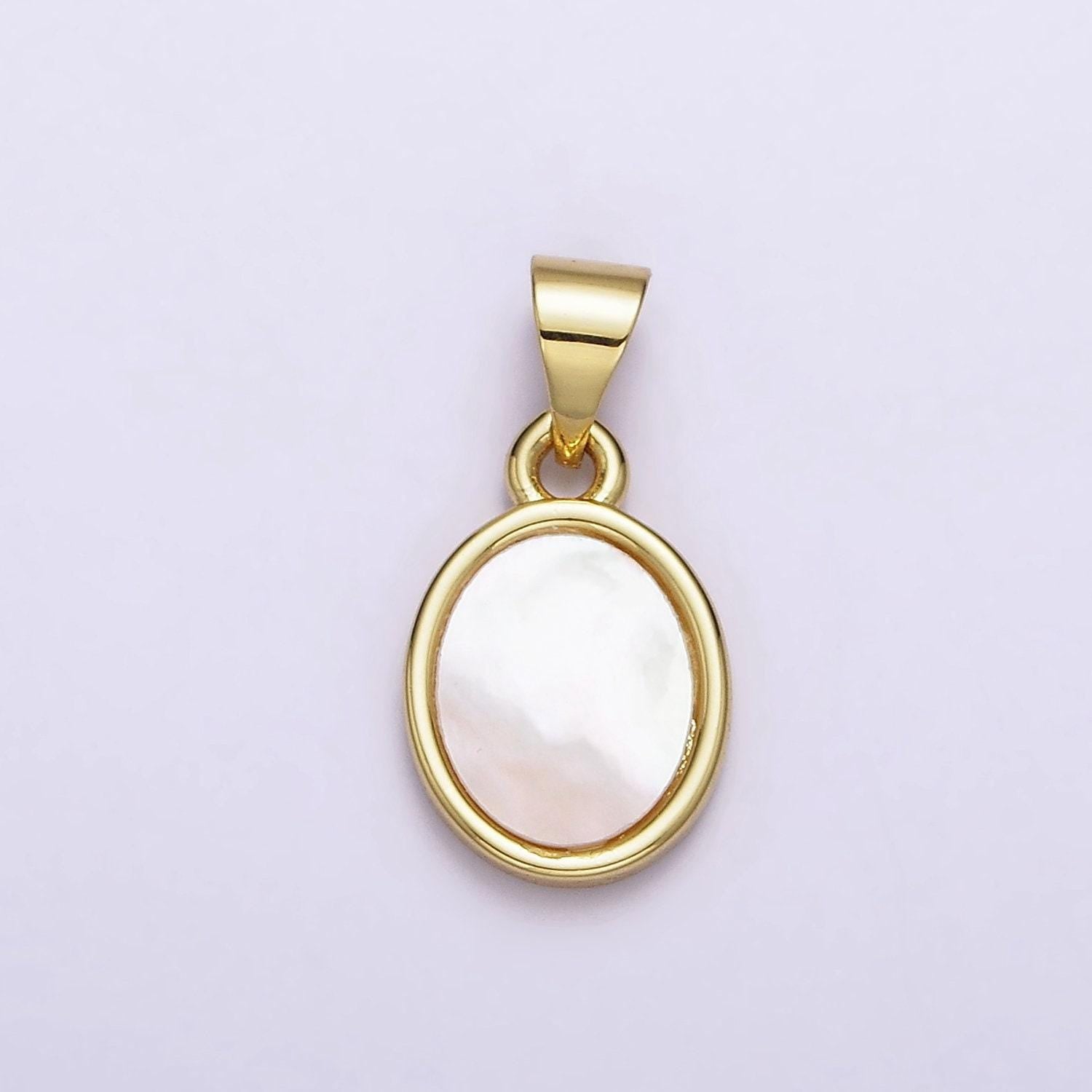 24k gold filled white shell pearl oval charm geometric jewelry inspired wedding dangle charm | aa556
