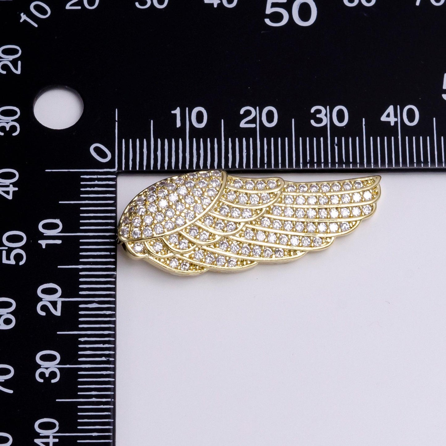 14k gold filled feather wings micro paved cz bail pendant | aa542