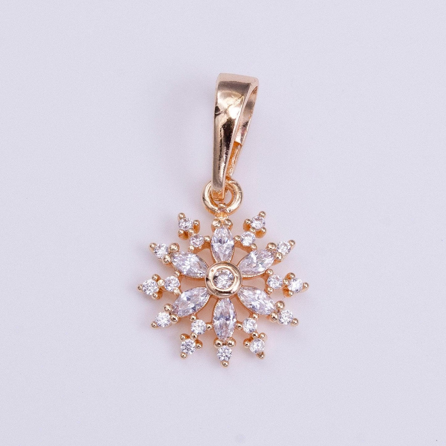 18k gold filled flower clear marquise cz rosey gold pendant | aa530