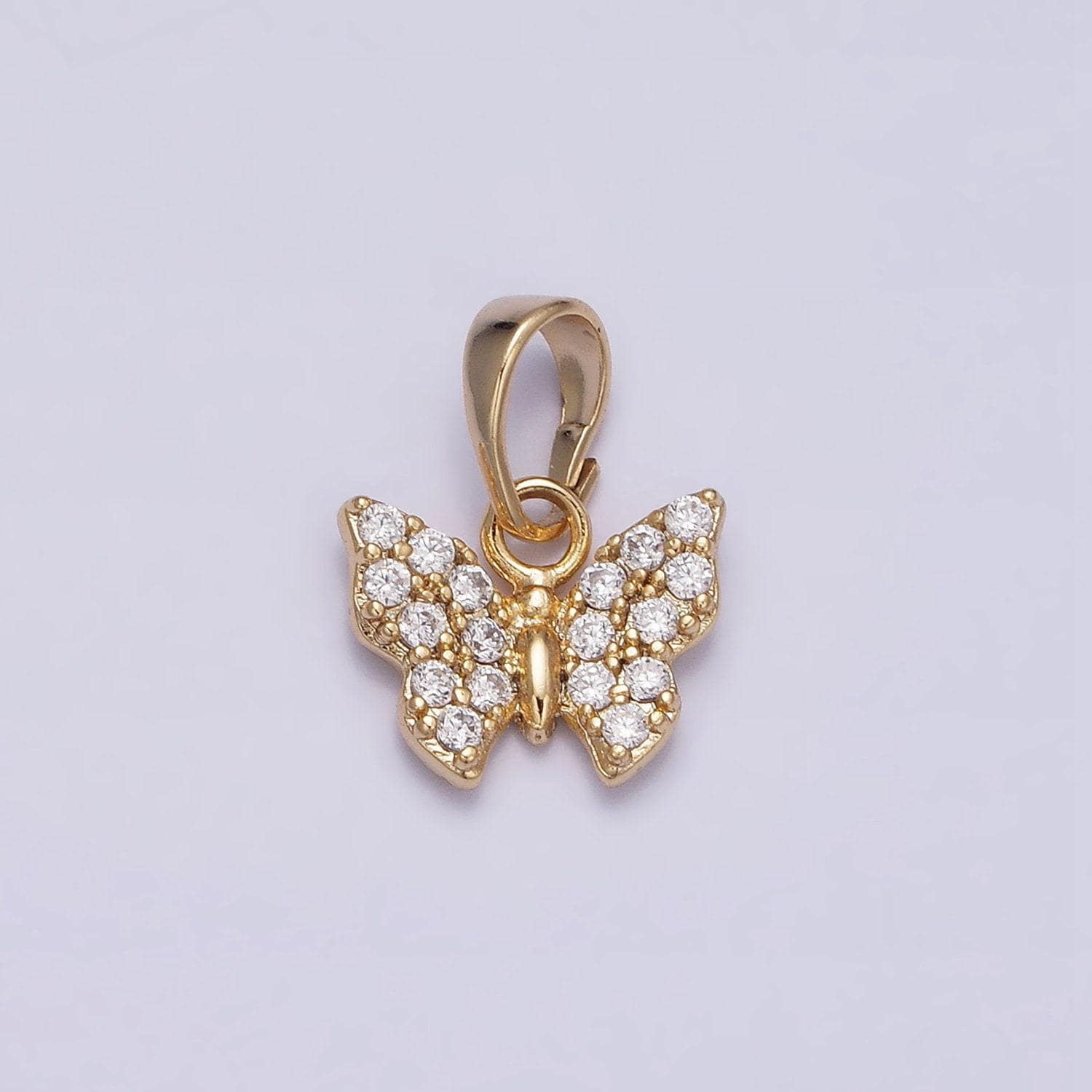 Teeny tiny butterfly charm micro pave mariposa cz gold filled charm for bracelet necklace earring component aa523