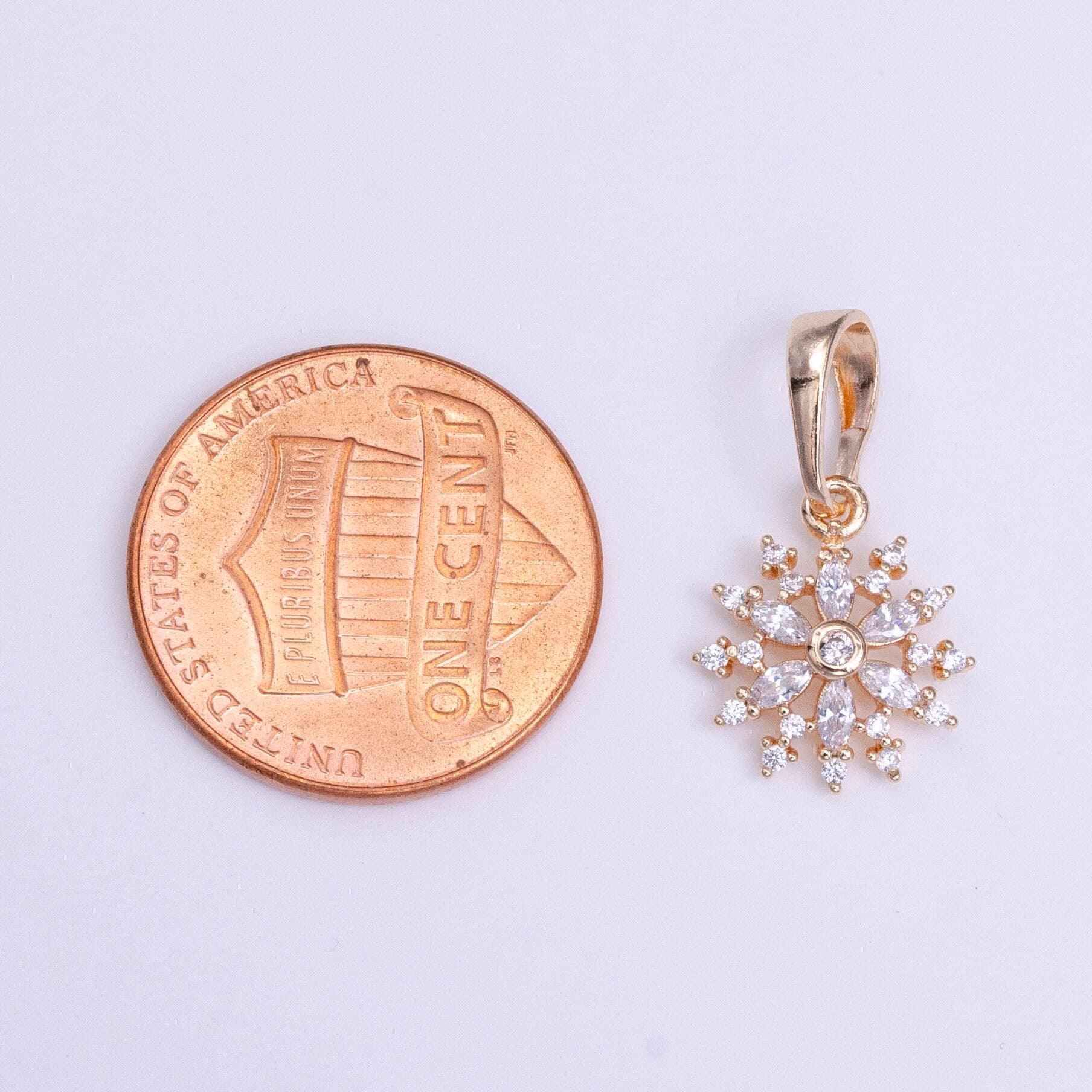 18k gold filled flower clear marquise cz rosey gold pendant | aa530