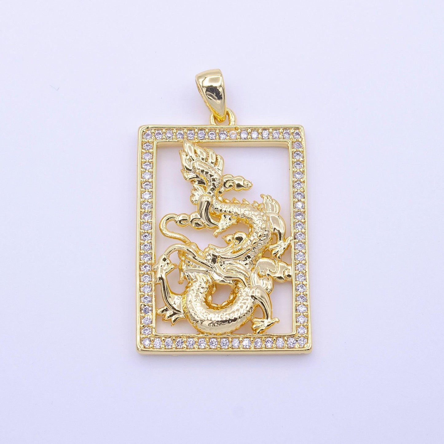 Dainty dragon tablet pendant micro pave dragon charm cubic zirconia chinese zodiac legend animal inspired for necklace component | aa-511
