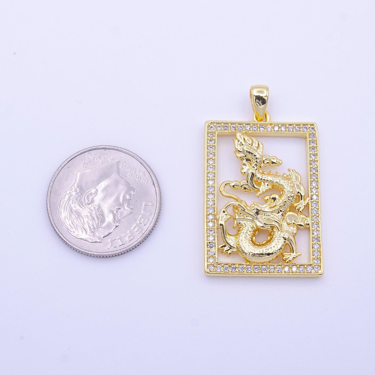 Dainty dragon tablet pendant micro pave dragon charm cubic zirconia chinese zodiac legend animal inspired for necklace component | aa-511