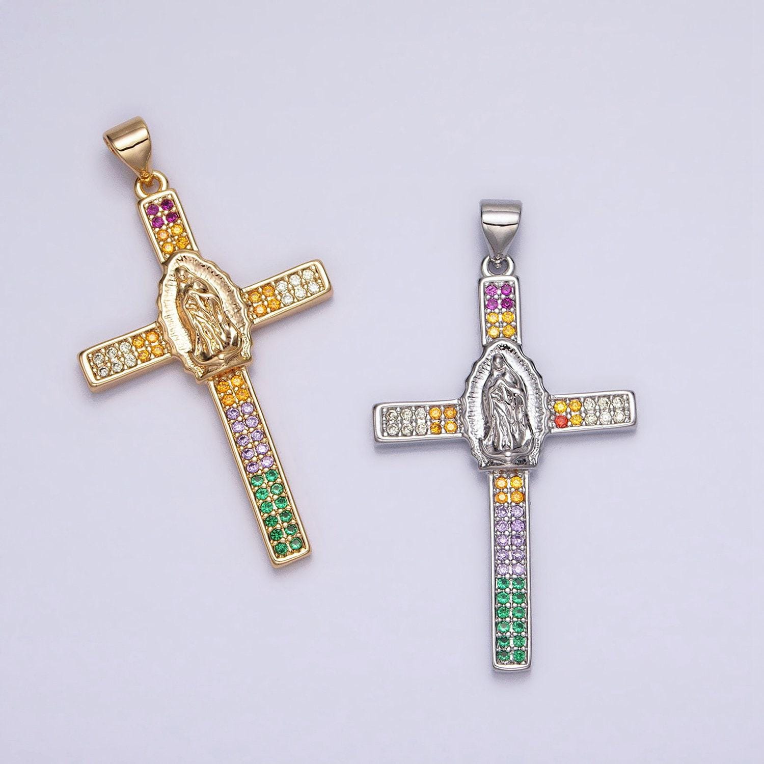 16k gold filled lady guadalupe virgin mary cross necklace pendant cadena de nuestra senora de guadalupe catholic religious jewelry supply