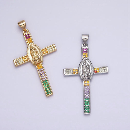 16k gold filled lady guadalupe virgin mary cross necklace pendant cadena de nuestra senora de guadalupe catholic religious jewelry supply