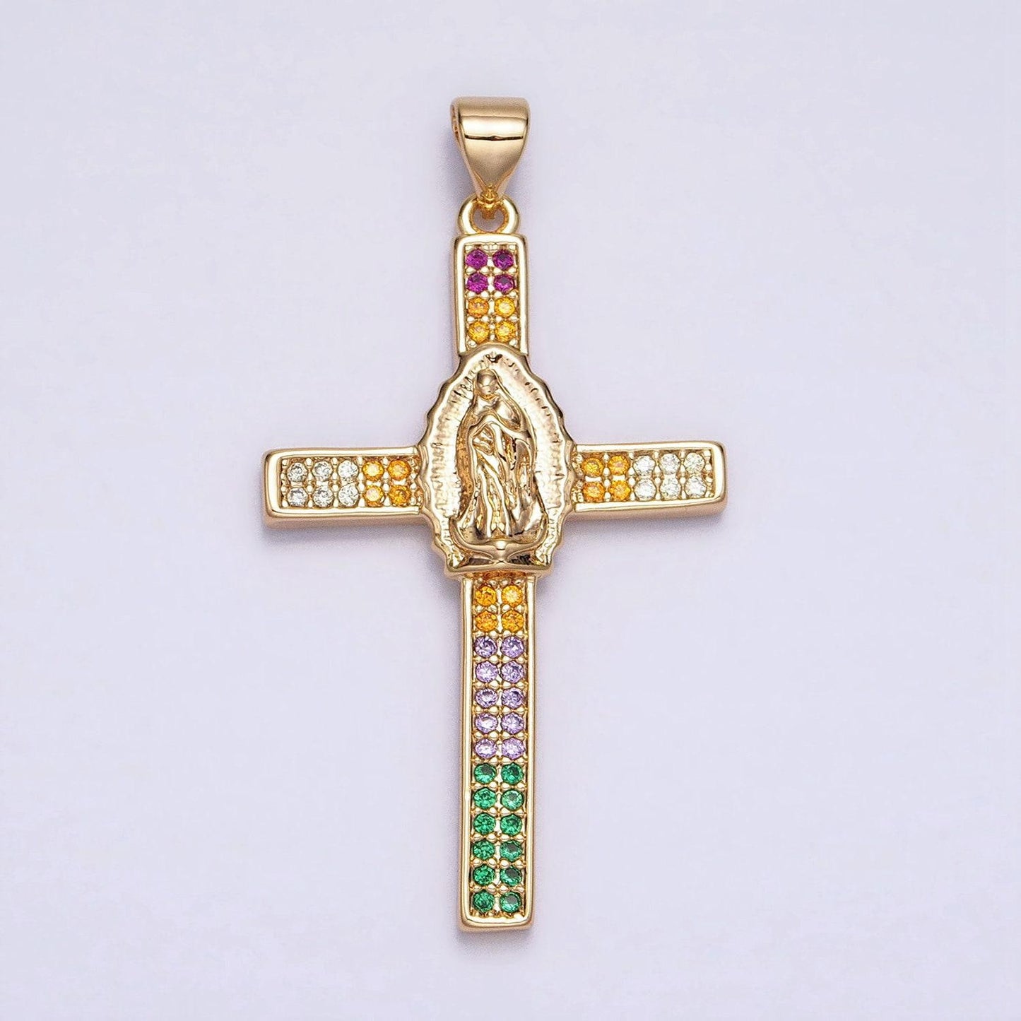 16k gold filled lady guadalupe virgin mary cross necklace pendant cadena de nuestra senora de guadalupe catholic religious jewelry supply