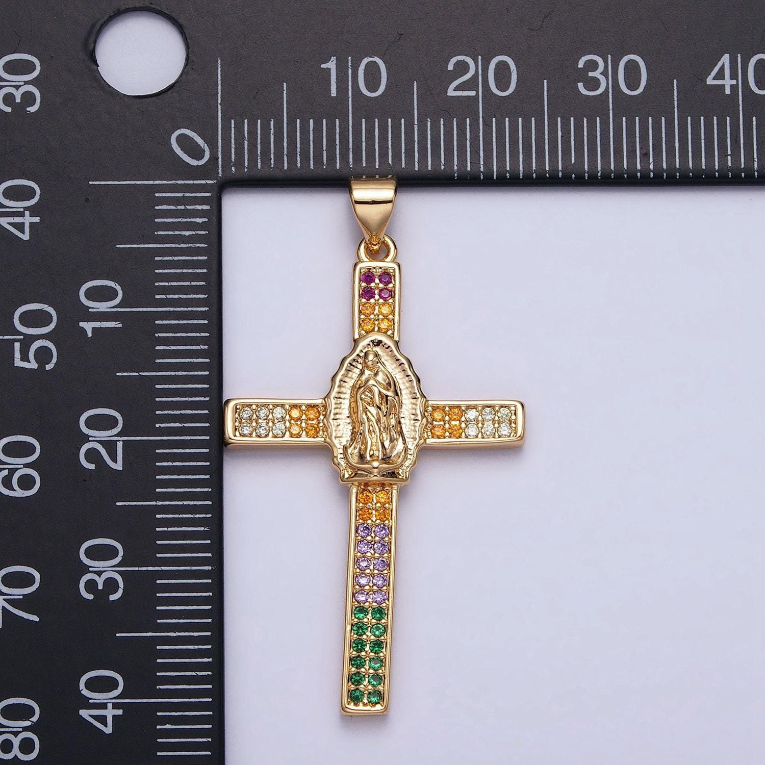 16k gold filled lady guadalupe virgin mary cross necklace pendant cadena de nuestra senora de guadalupe catholic religious jewelry supply
