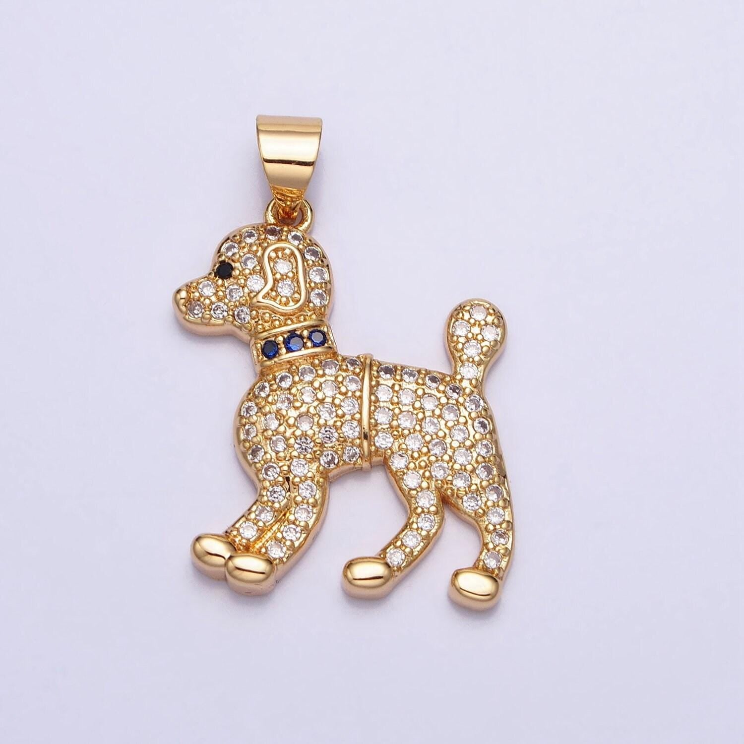 Dainty cubic dog charm for bracelet necklace earring component 16k gold filled pet charm collar animal pendant aa388