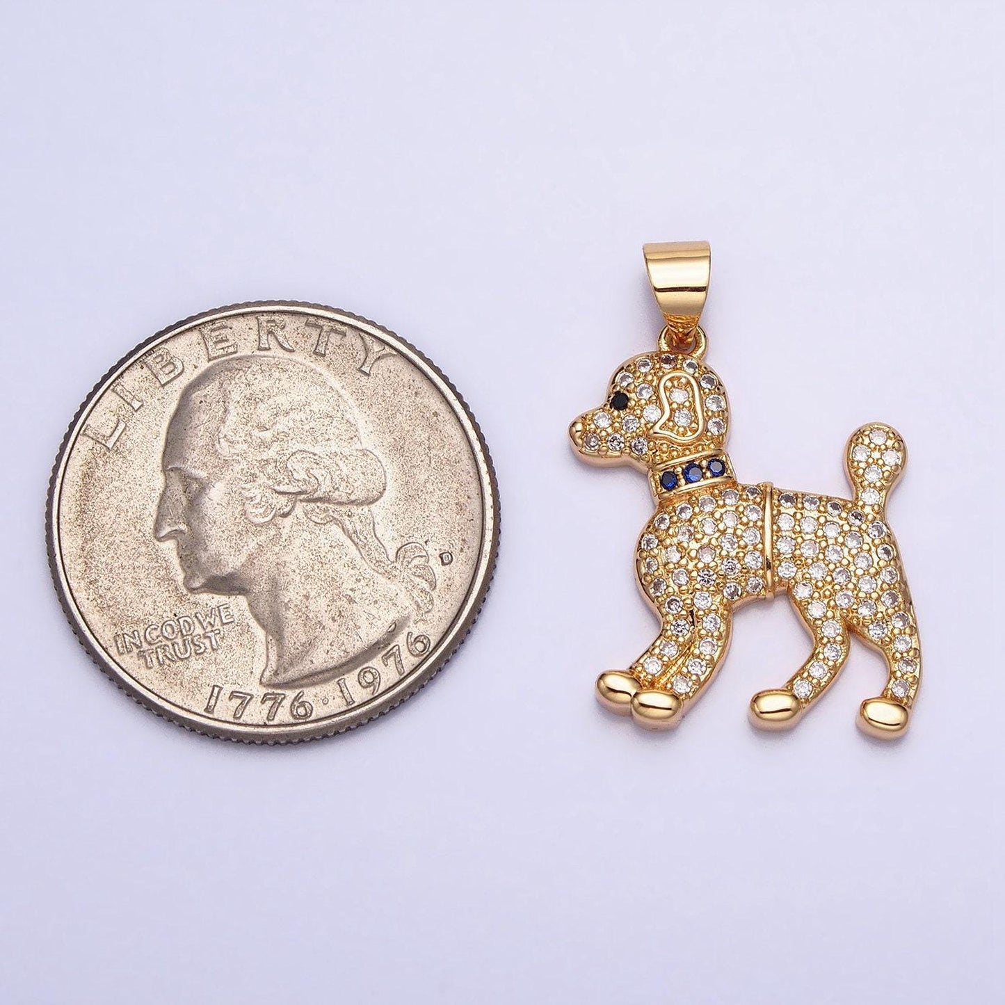 Dainty cubic dog charm for bracelet necklace earring component 16k gold filled pet charm collar animal pendant aa388