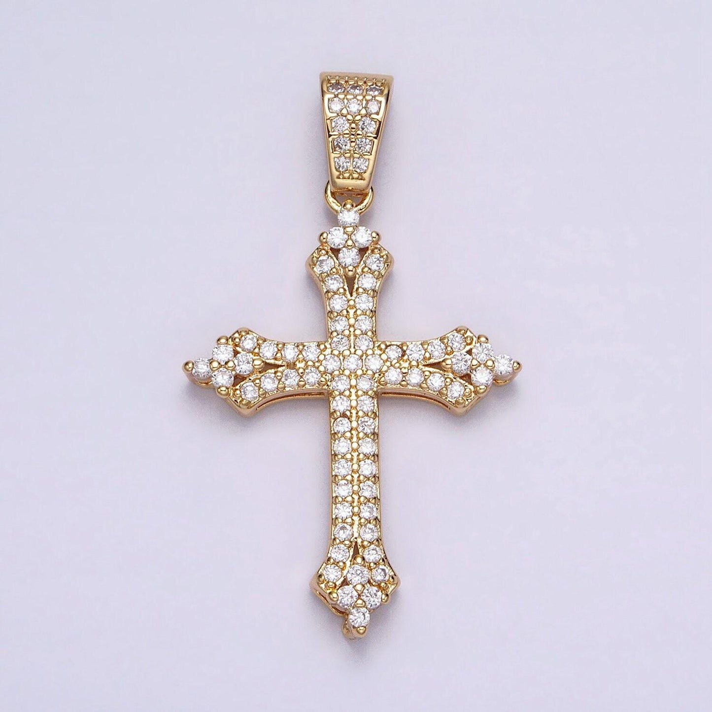 16k gold filled passion cross religious micro paved cz pendant in gold & silver | aa375 aa376