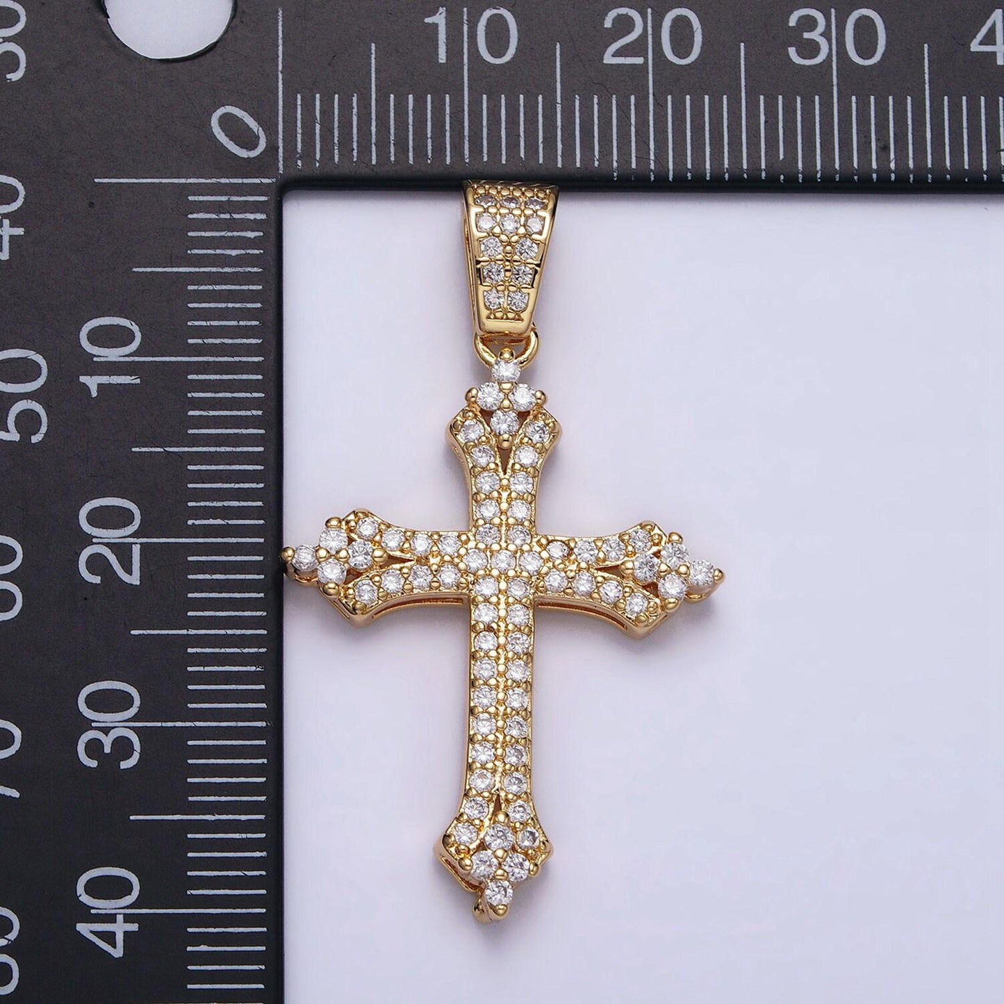 16k gold filled passion cross religious micro paved cz pendant in gold & silver | aa375 aa376