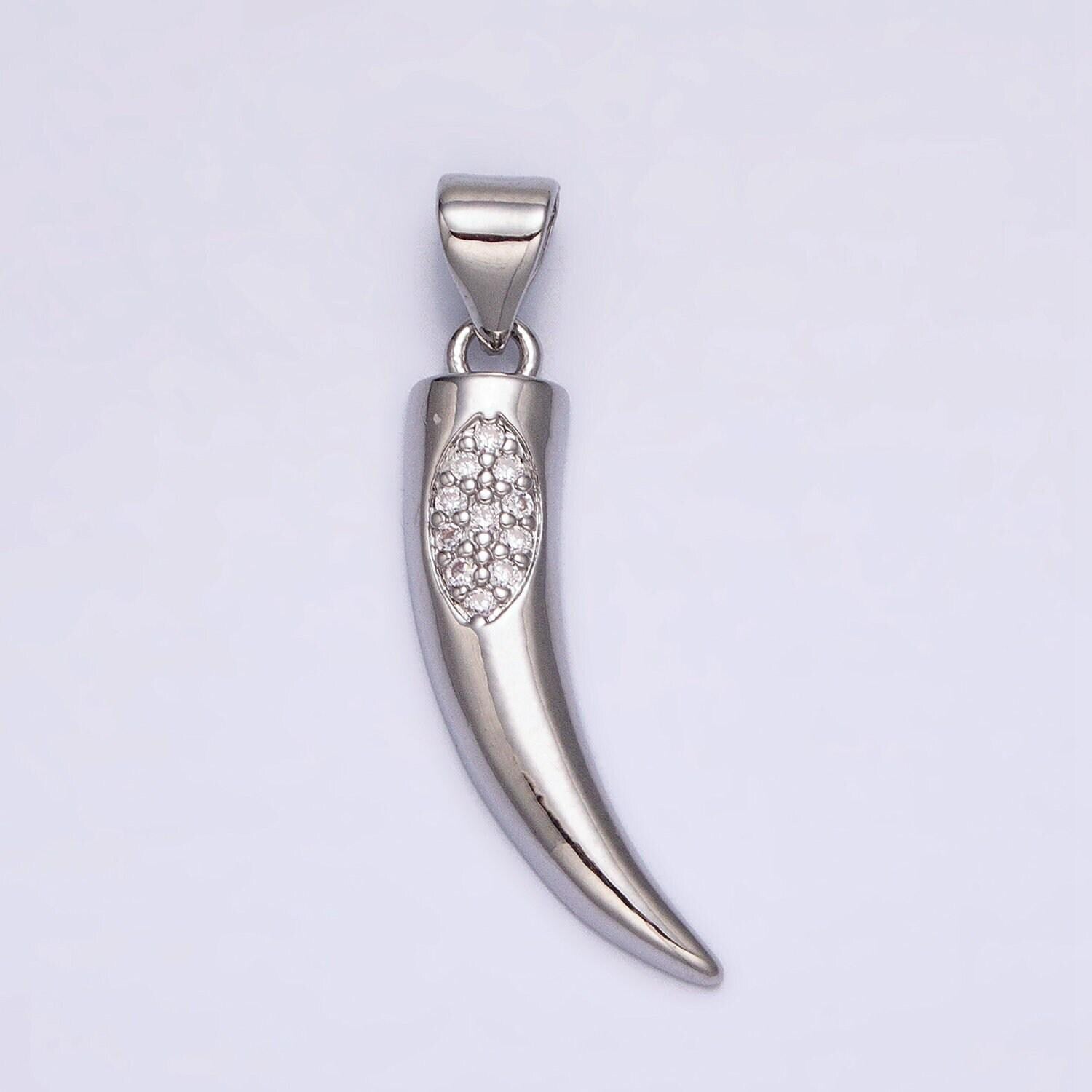 16k gold filled pendant horn tusk amulet pendant, ethnic jewelry, boho style silver tusk charm aa371