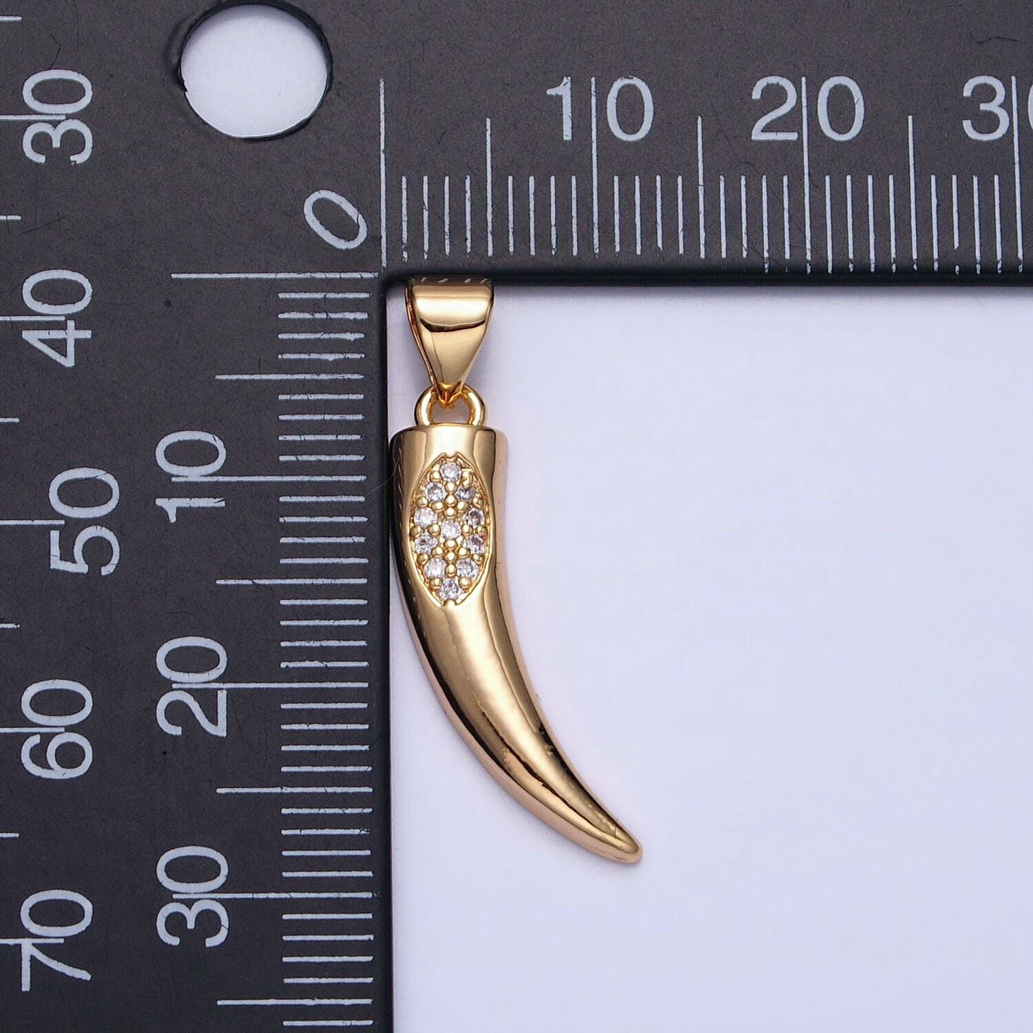 16k gold filled pendant horn tusk amulet pendant, ethnic jewelry, boho style silver tusk charm aa371