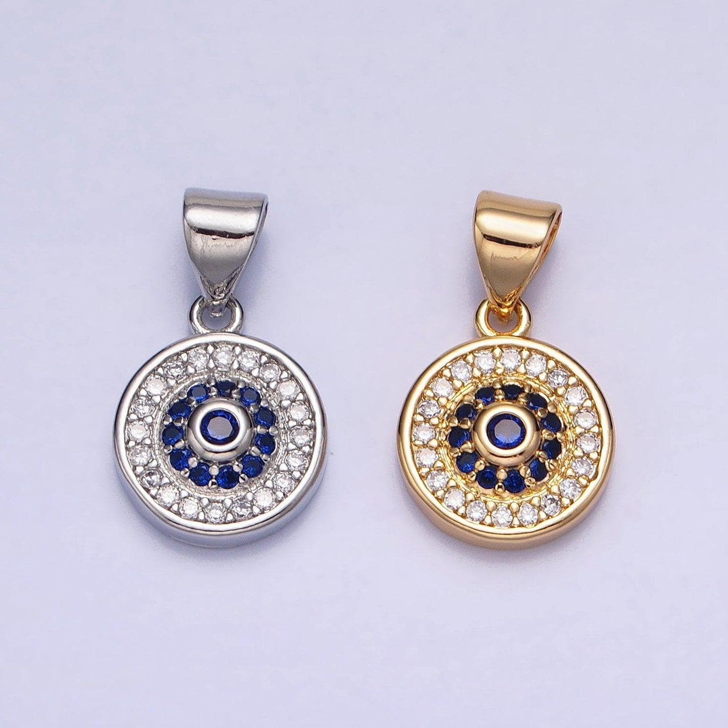 18x10mm gold evil eye charm micro pave clear cubic evil eye charms, cz round evil eye jewelry supply aa346 aa365