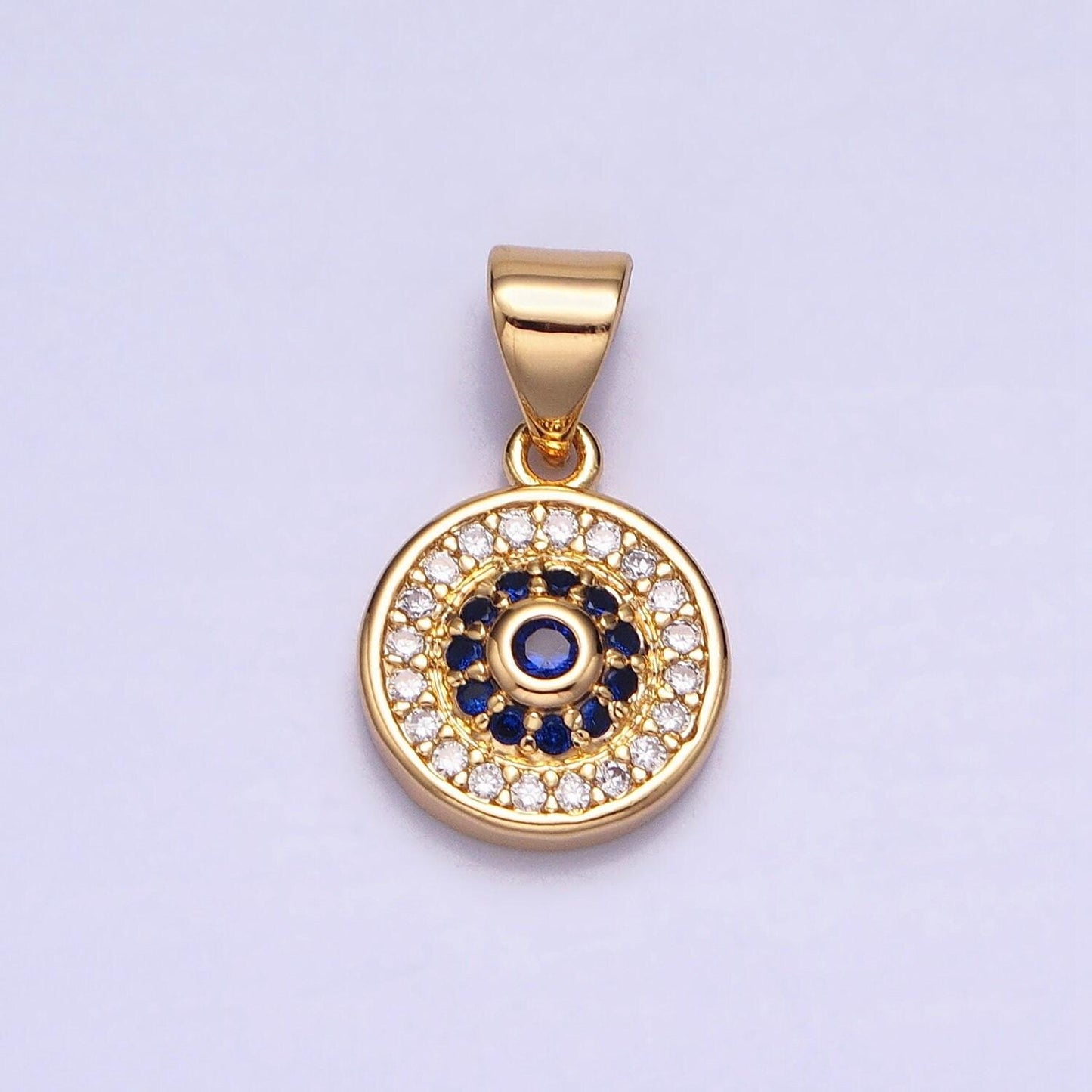 18x10mm gold evil eye charm micro pave clear cubic evil eye charms, cz round evil eye jewelry supply aa346 aa365